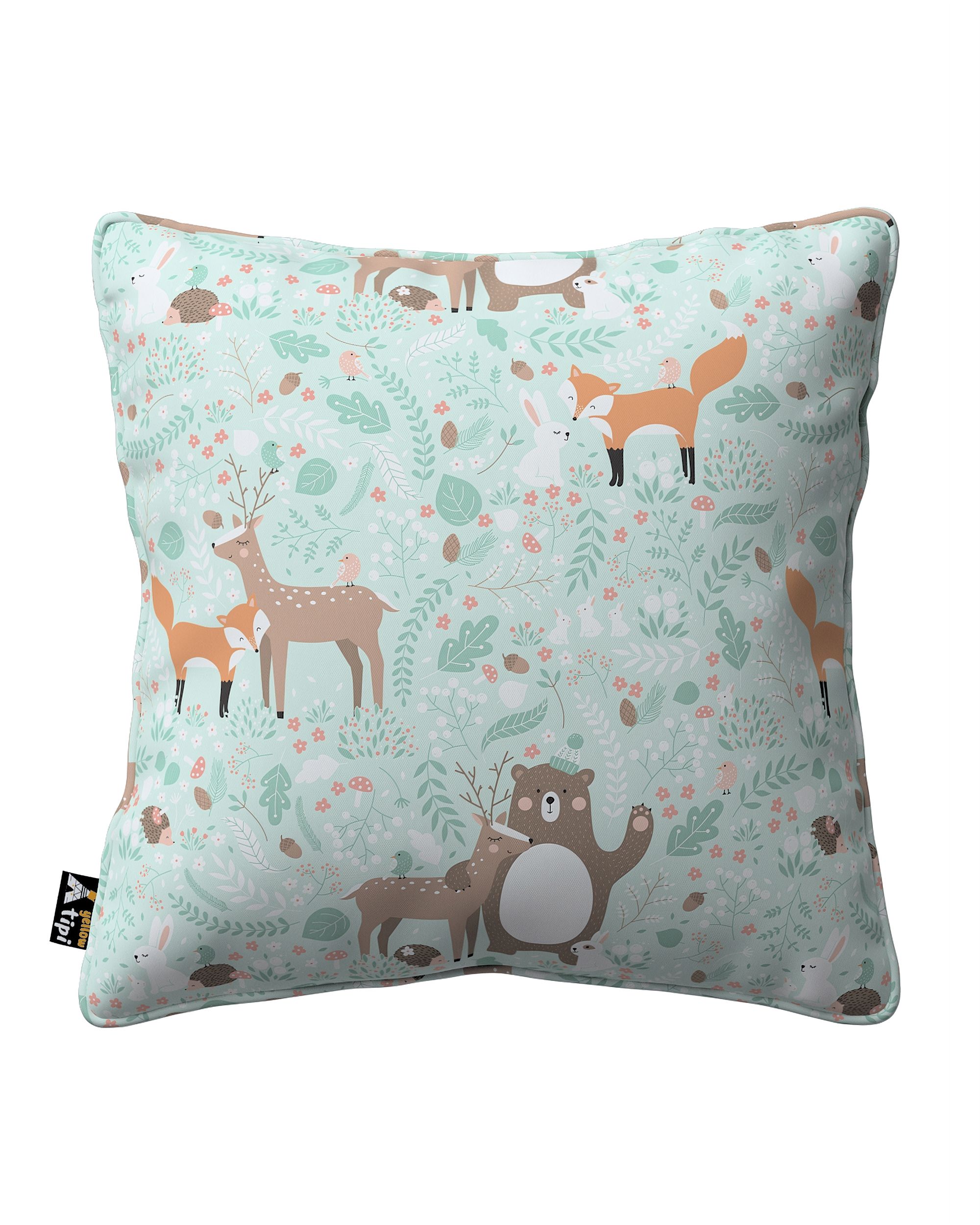 Lola piped cushion cover colour green fabric patterned