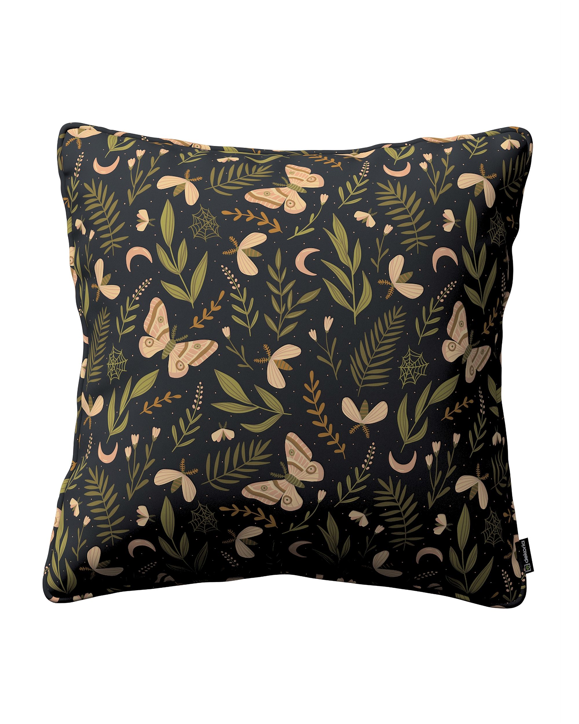 Lola piped cushion cover colour black fabric patterned