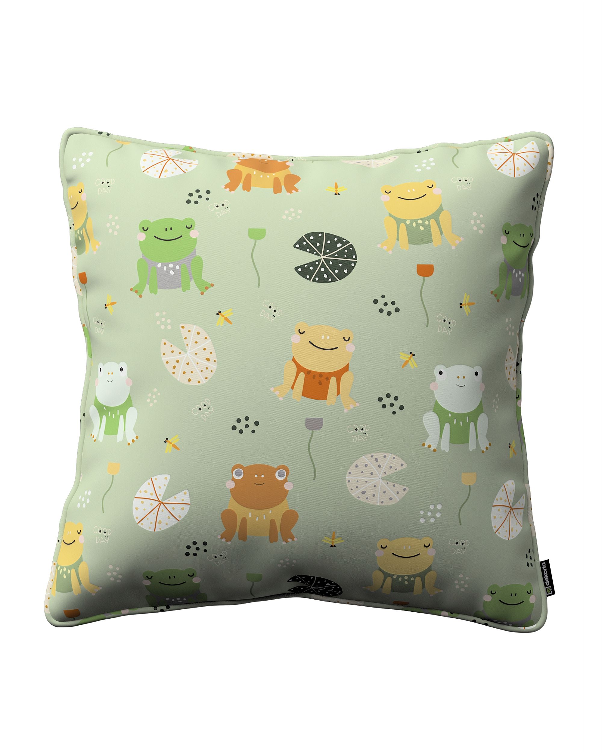 Lola piped cushion cover colour green fabric patterned