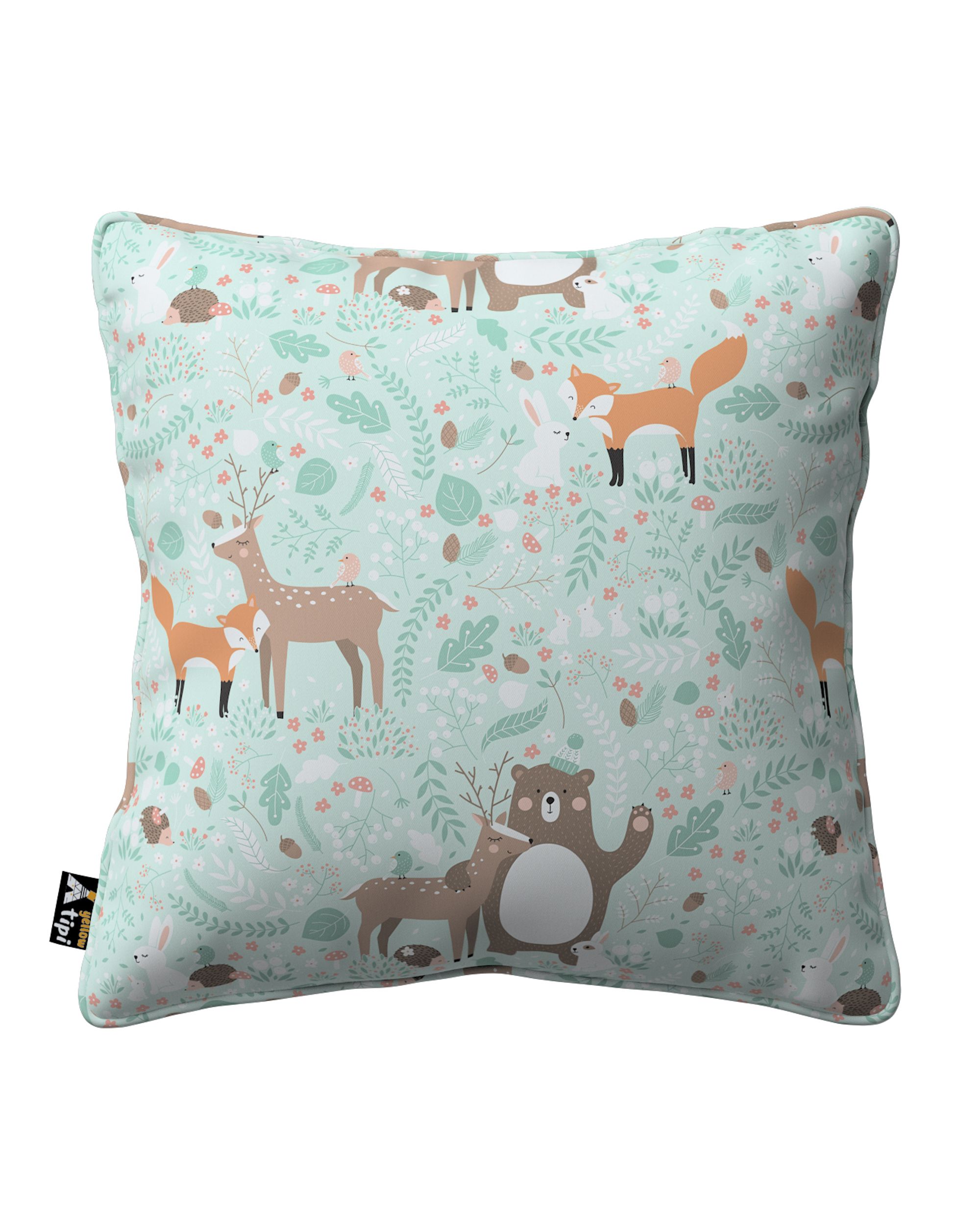 Lola piped cushion cover colour green fabric patterned