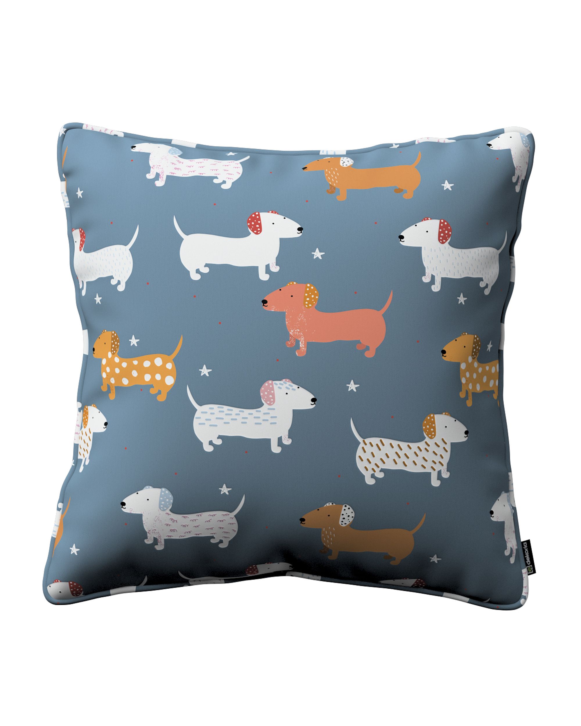 Lola piped cushion cover colour blue fabric patterned