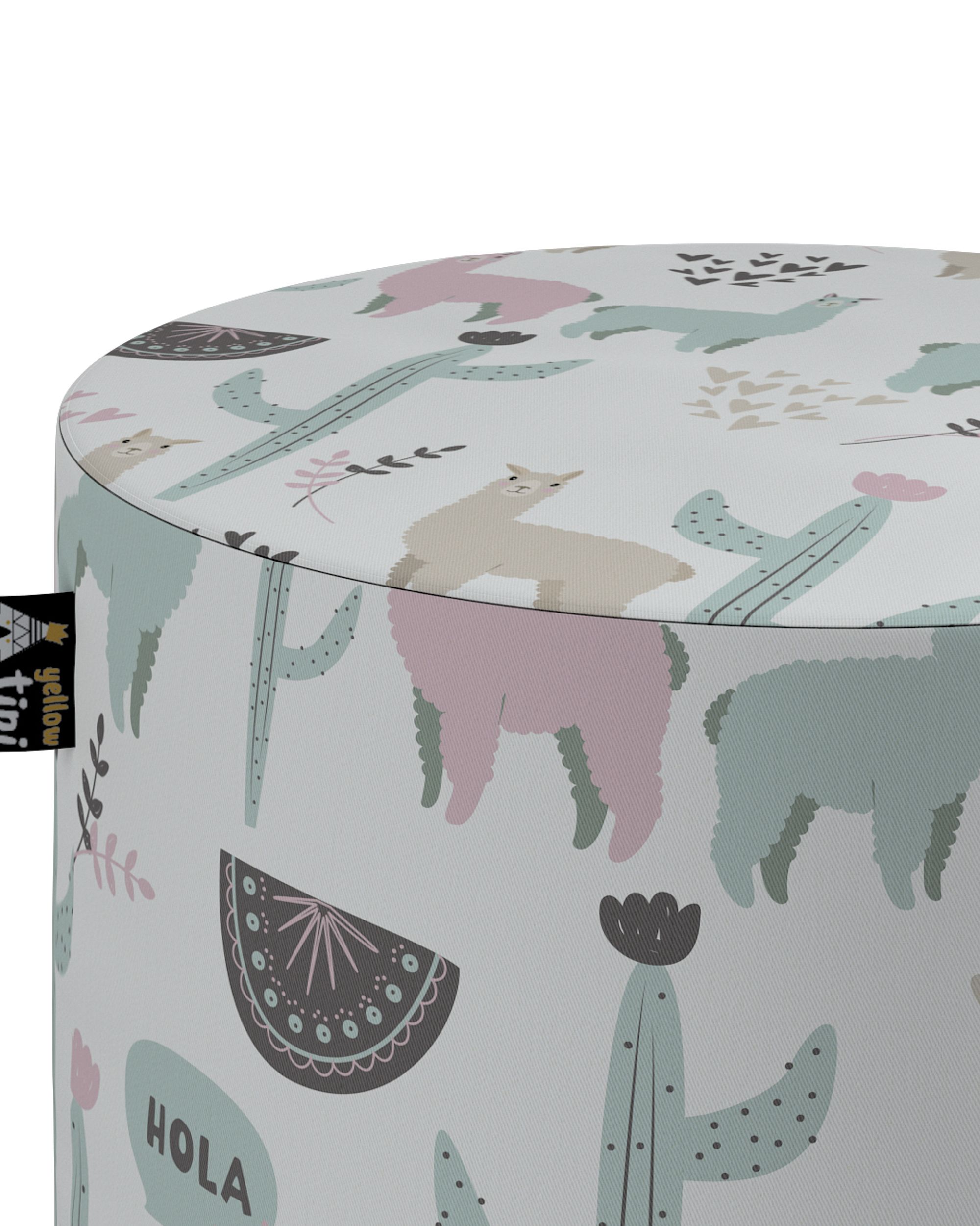 Bobby pouf colour green fabric patterned (hover)
