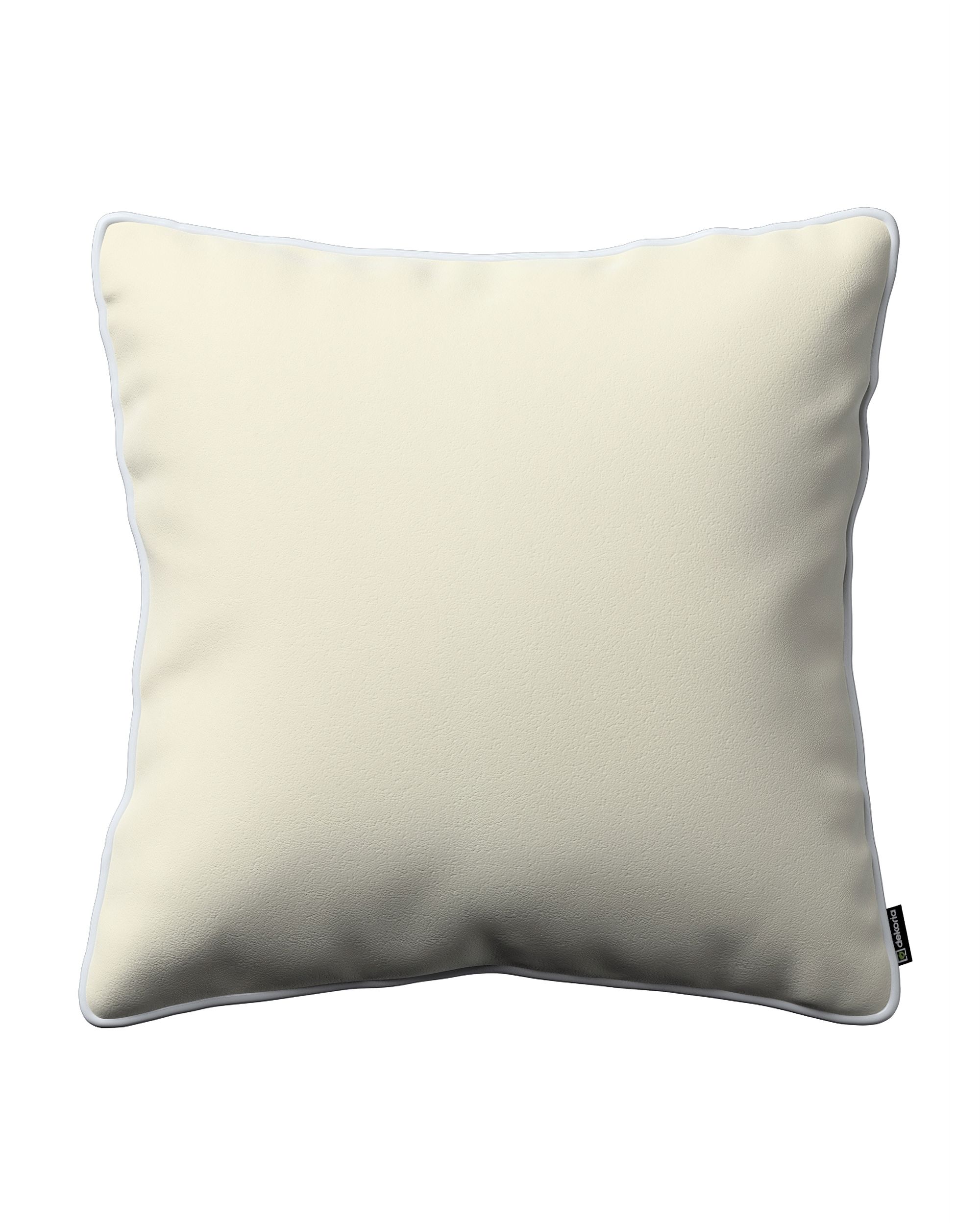 Bella velvet cushion cover with piping colour cream fabric gloss, velvet