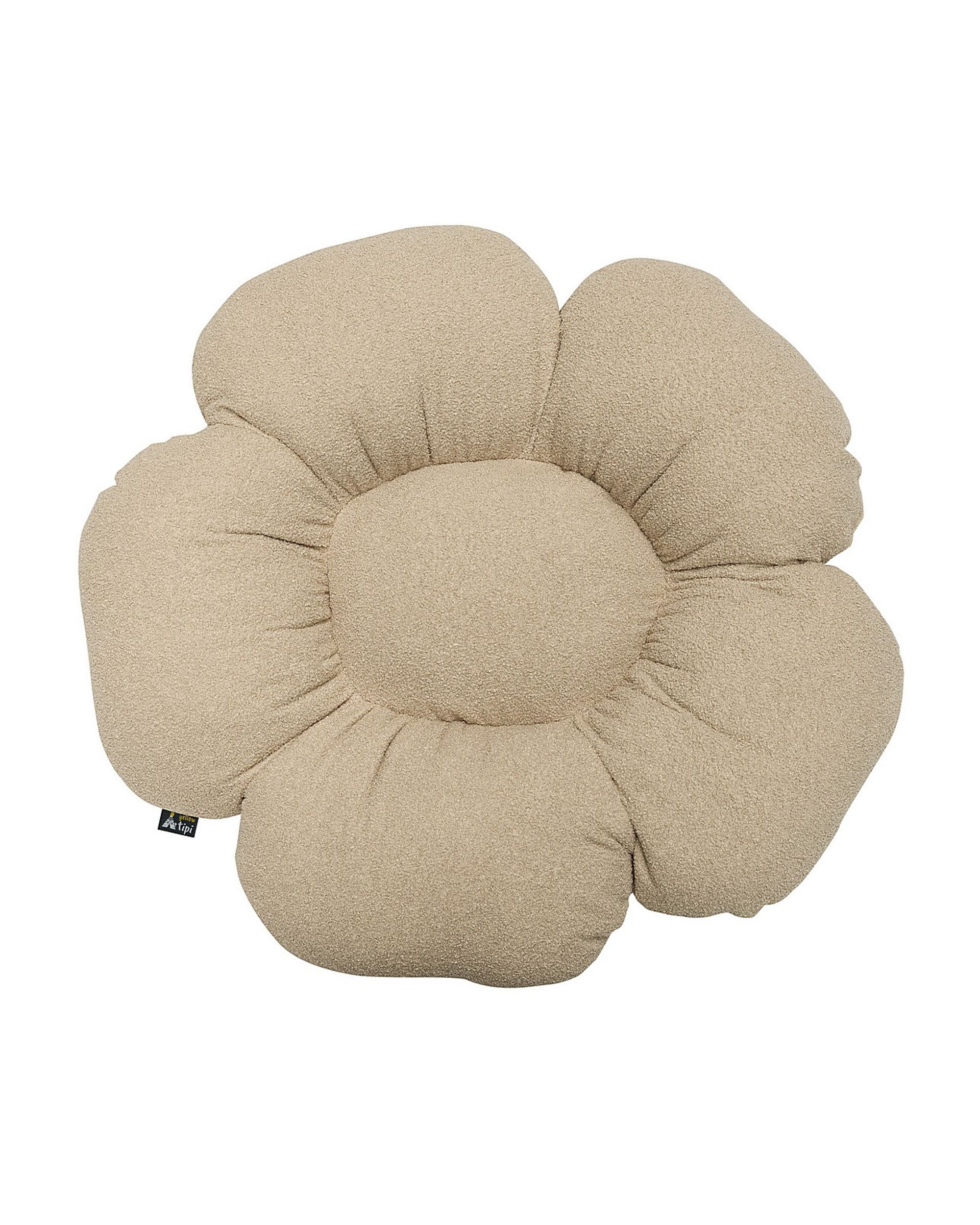Flower pillow Mia colour beige fabric structured (hover)