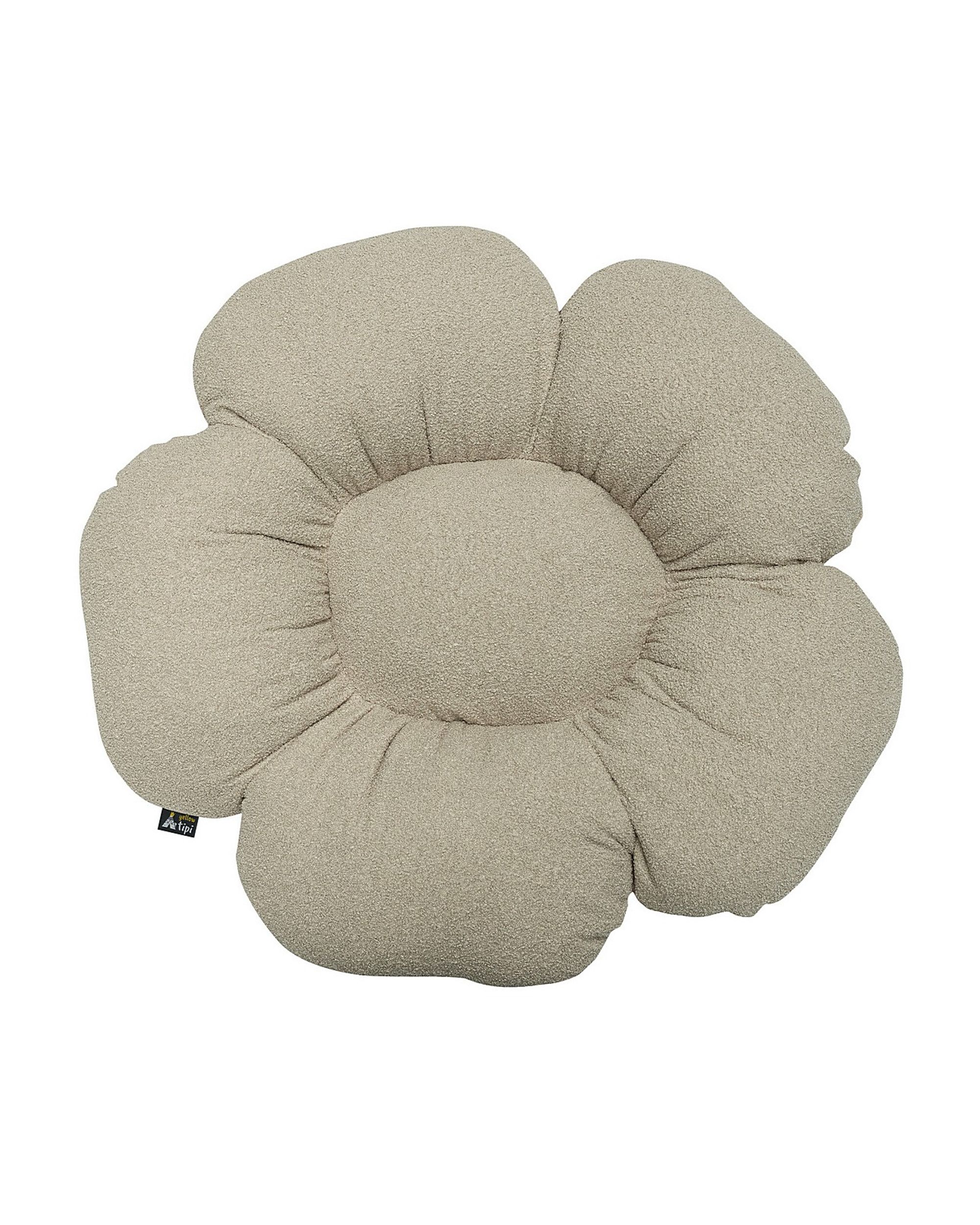 Flower pillow Mia colour beige fabric structured (hover)