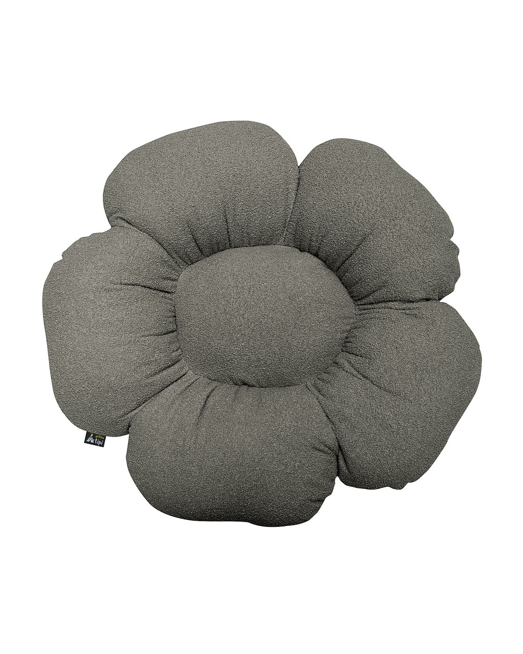 Flower pillow Mia colour grey fabric structured (hover)