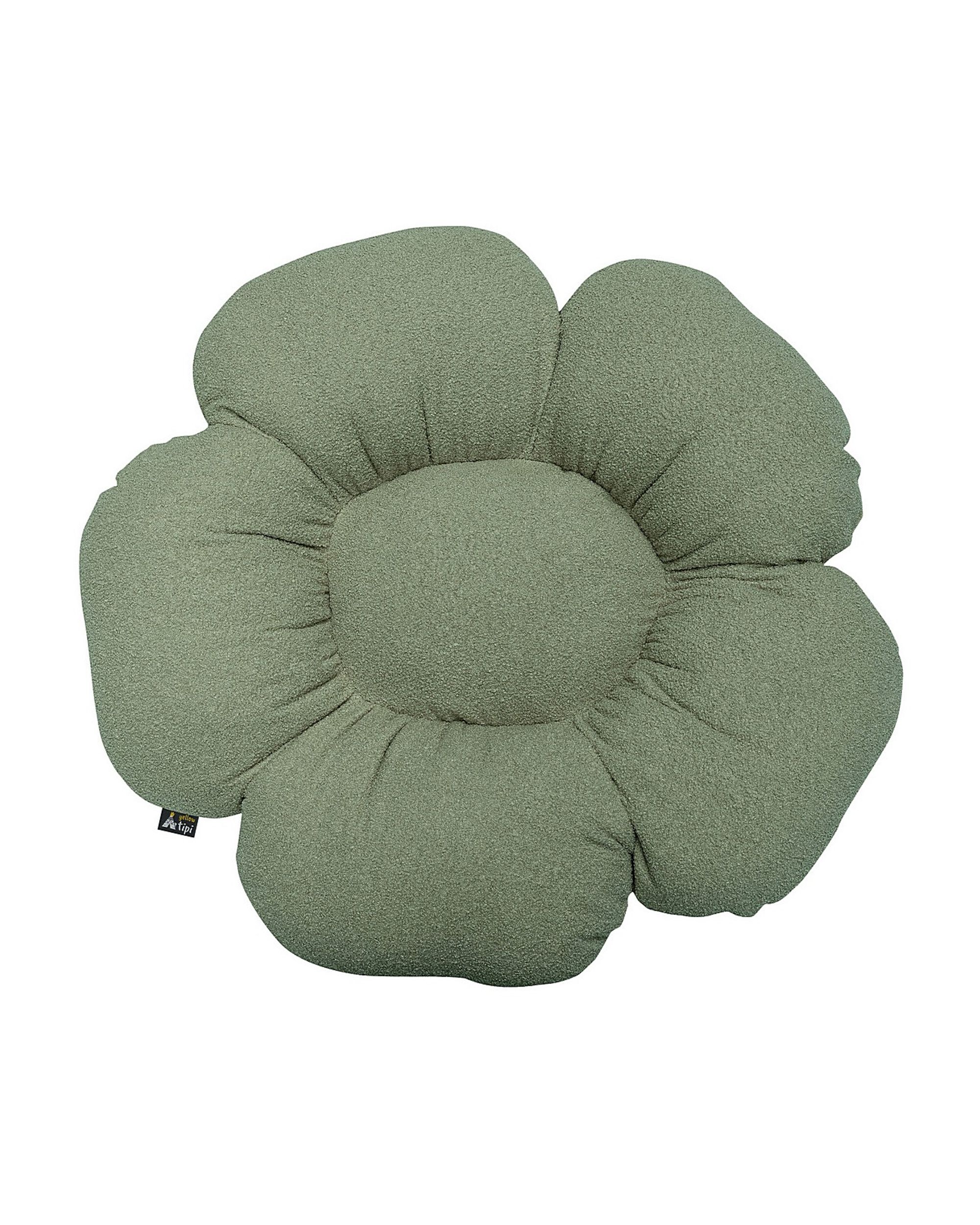 Flower pillow Mia colour green fabric structured (hover)