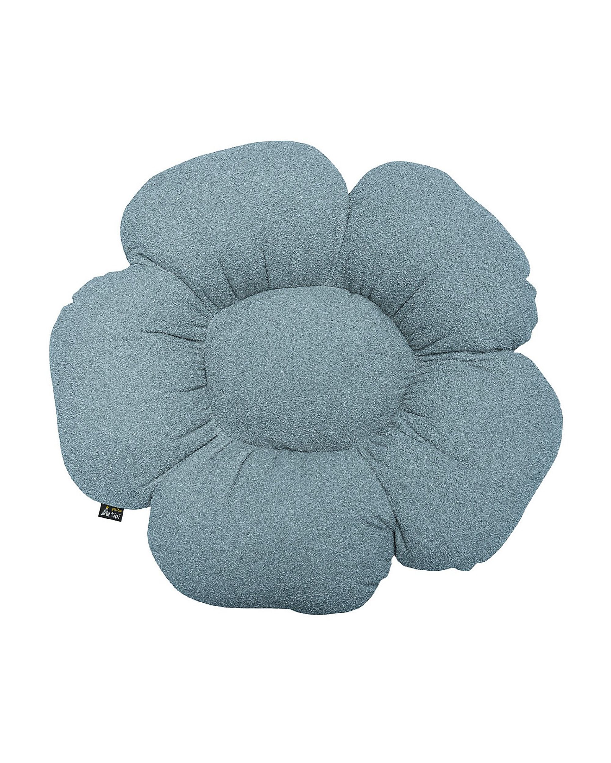 Flower pillow Mia colour blue fabric structured (hover)