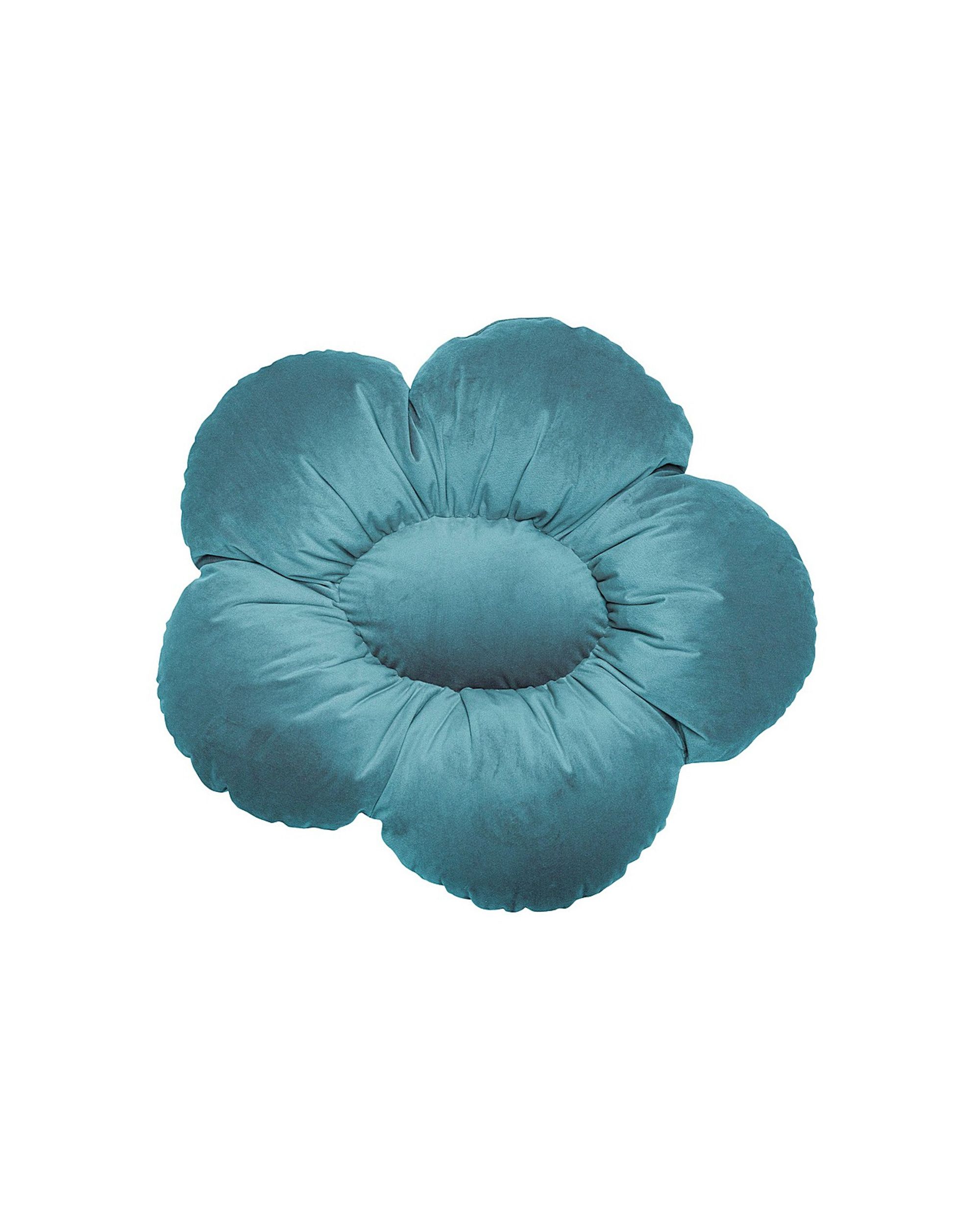 Flower pillow Mia colour blue fabric gloss, velvet (hover)