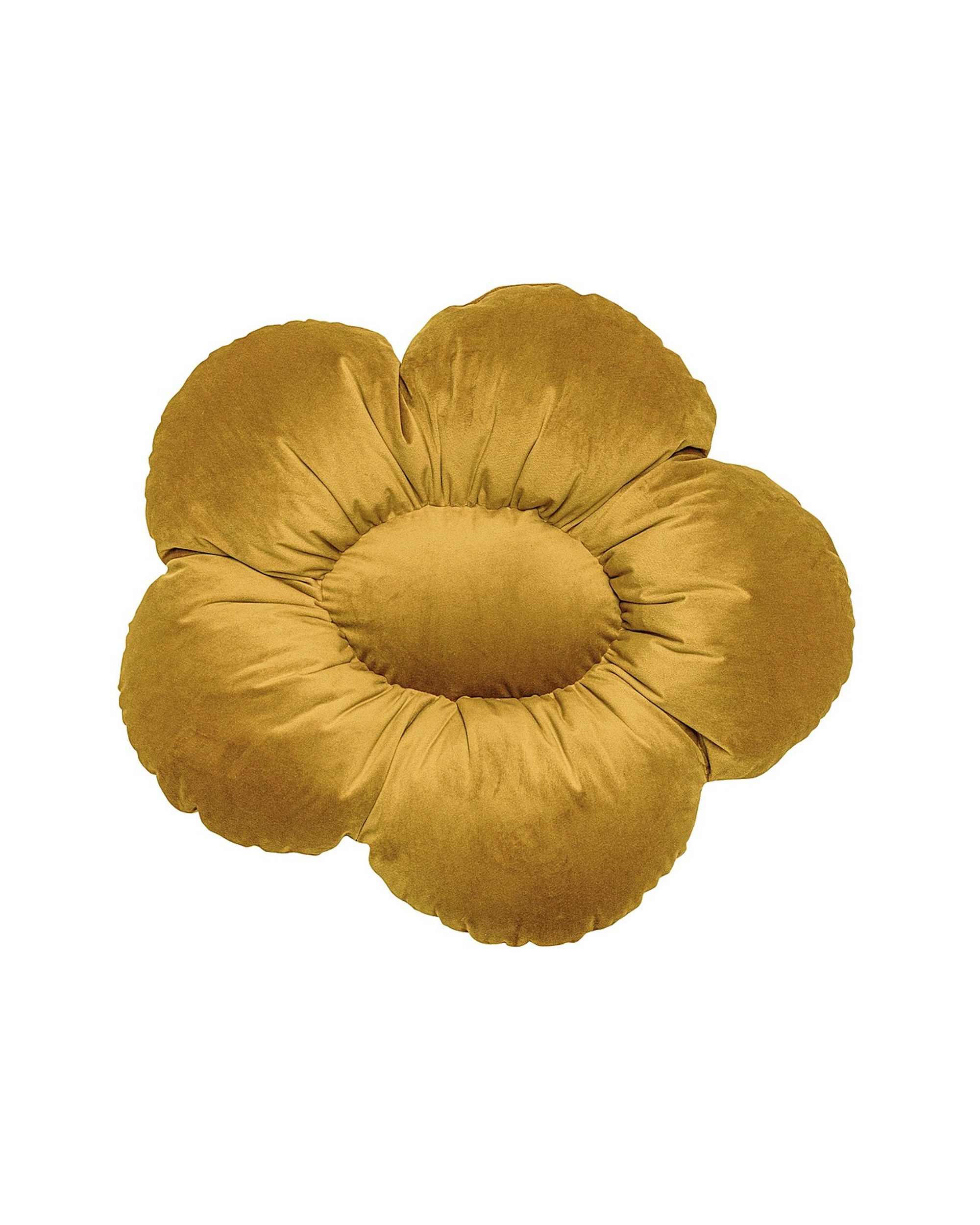 Flower pillow Mia colour yellow fabric gloss, velvet (hover)