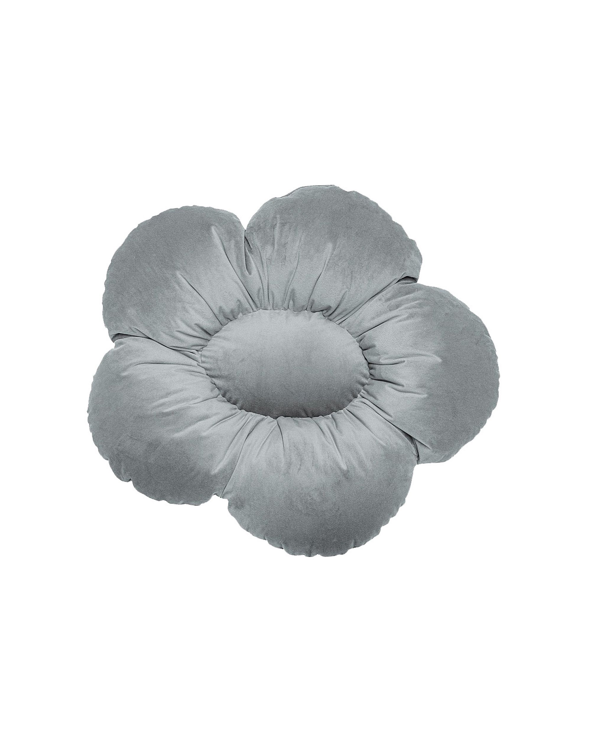 Flower pillow Mia colour grey fabric gloss, velvet (hover)