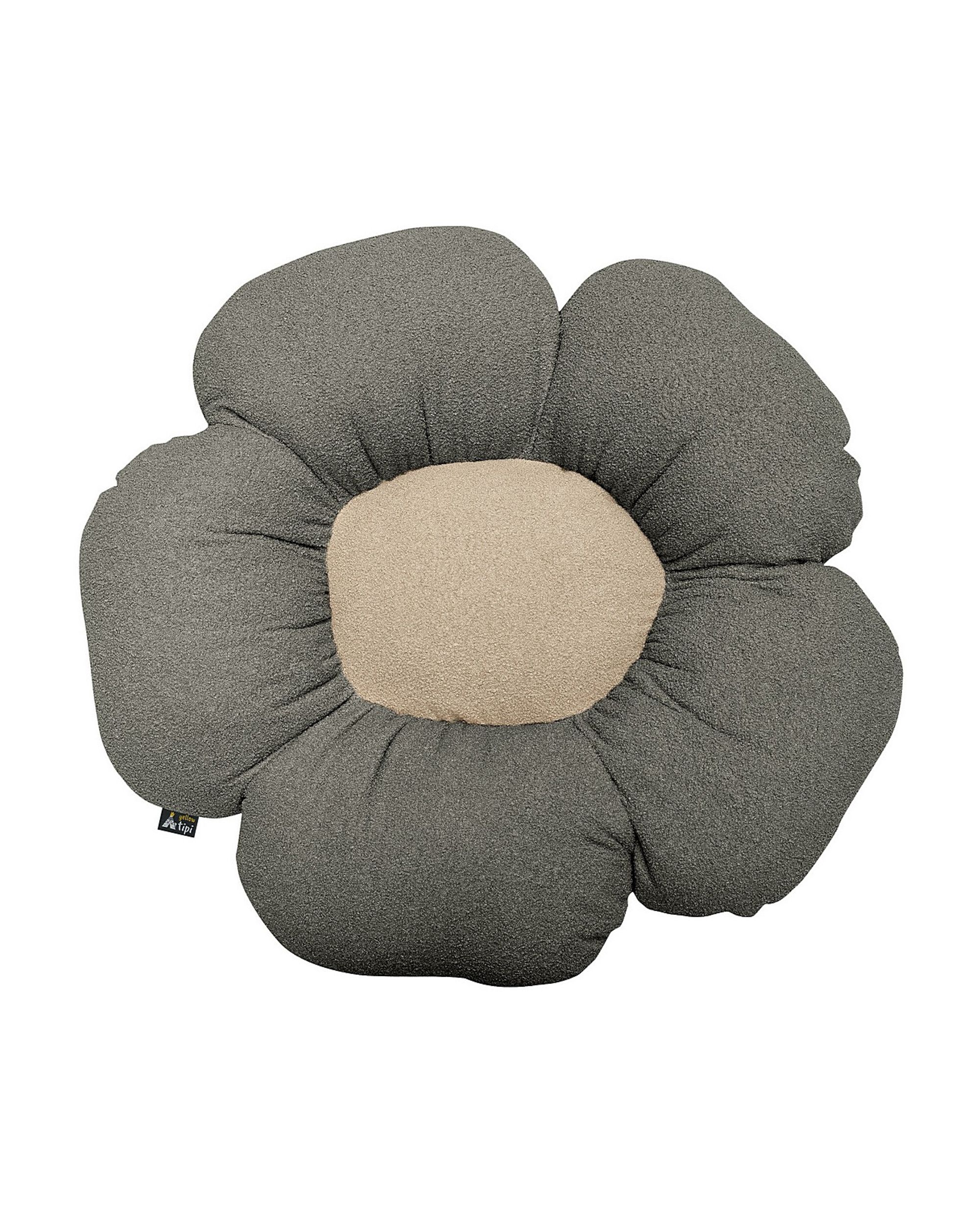 Flower pillow Mia  II colour grey fabric structured (hover)