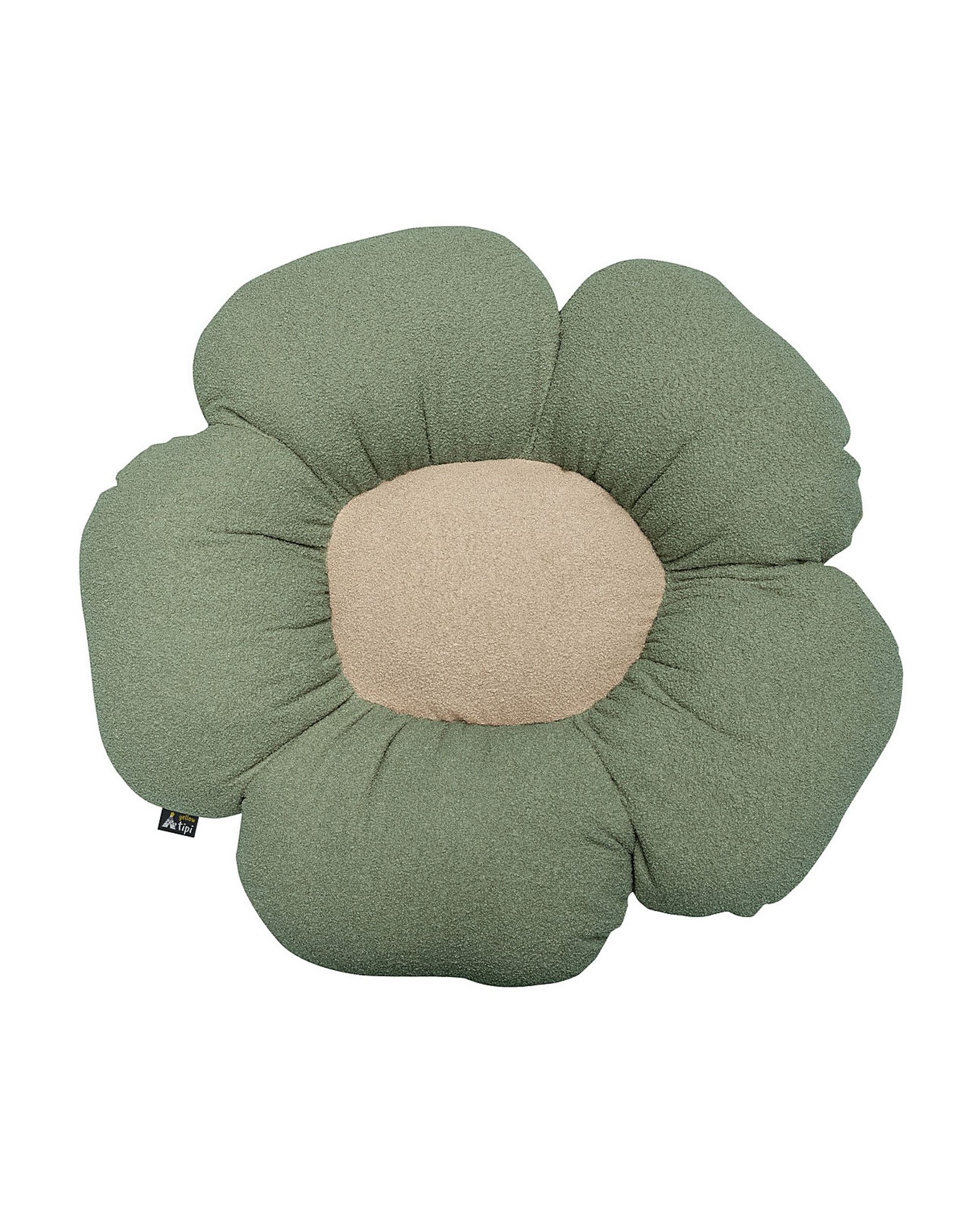 Flower pillow Mia  II colour green fabric structured (hover)
