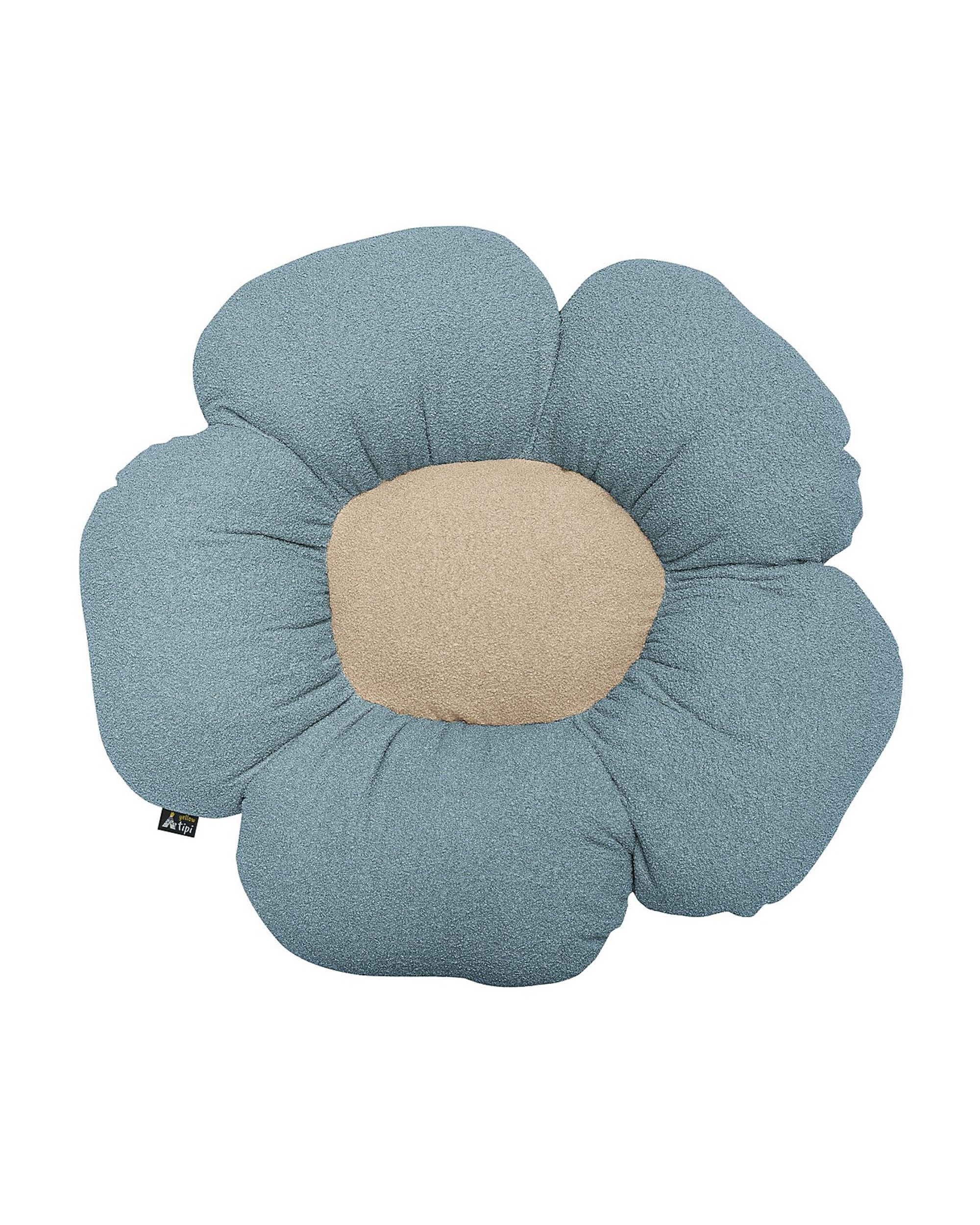 Flower pillow Mia  II colour blue fabric structured (hover)