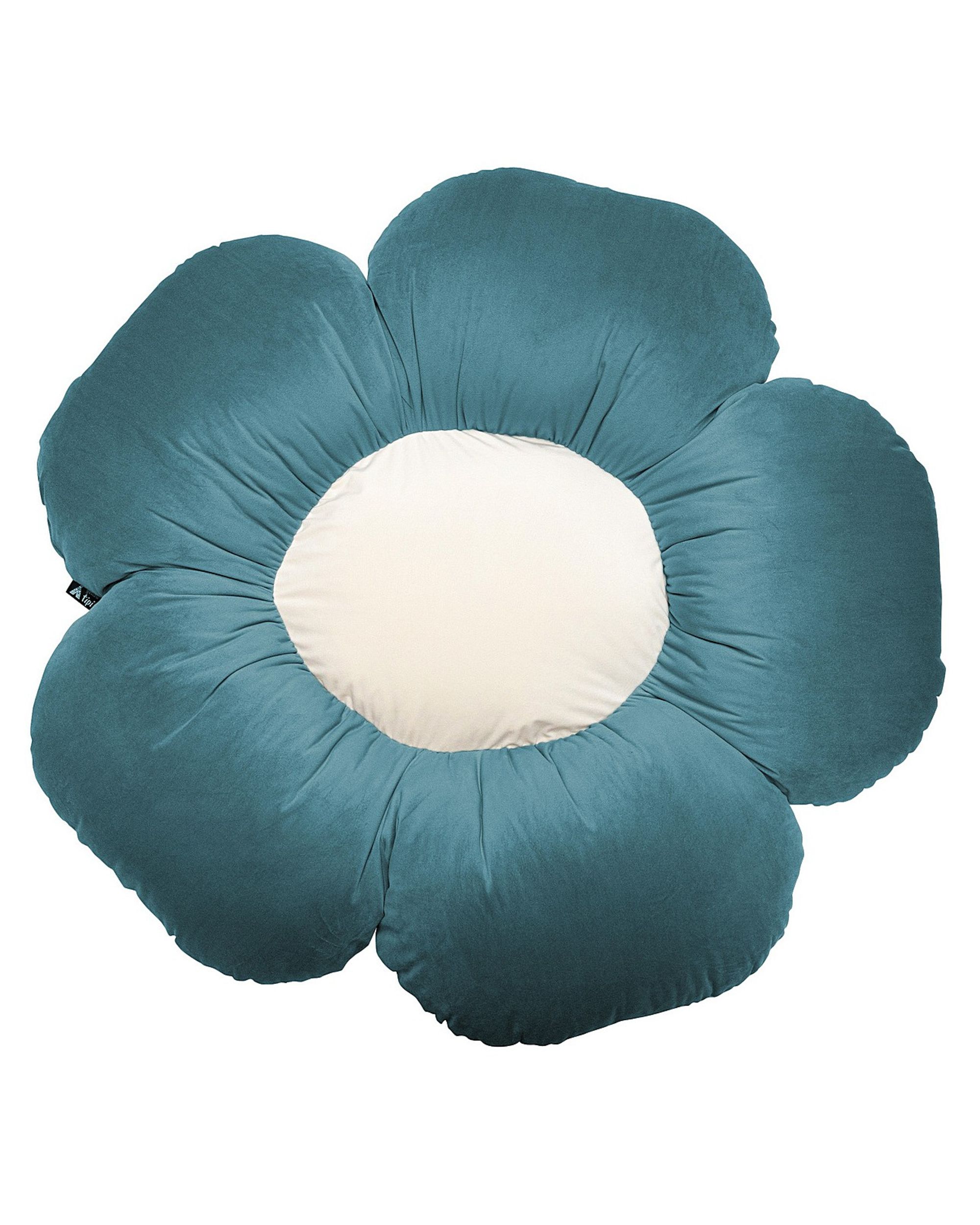 Flower pillow Mia  II colour blue fabric gloss, velvet (hover)