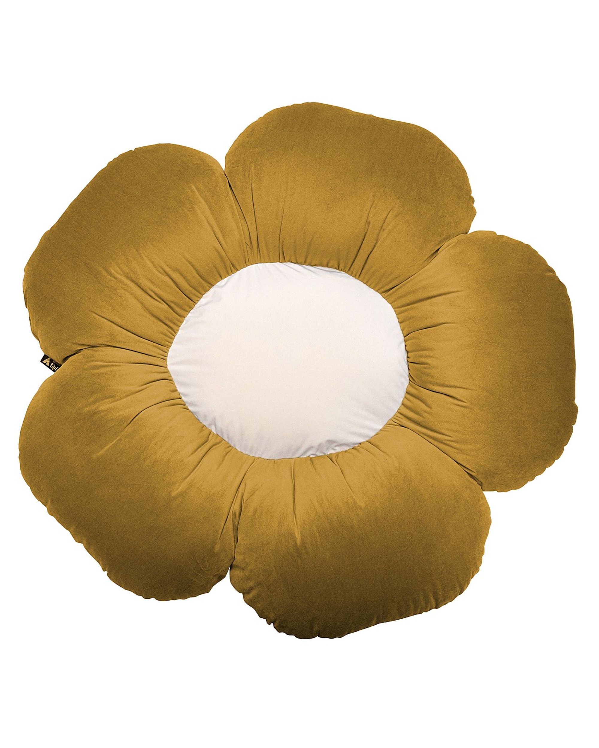 Flower pillow Mia  II colour yellow fabric gloss, velvet (hover)