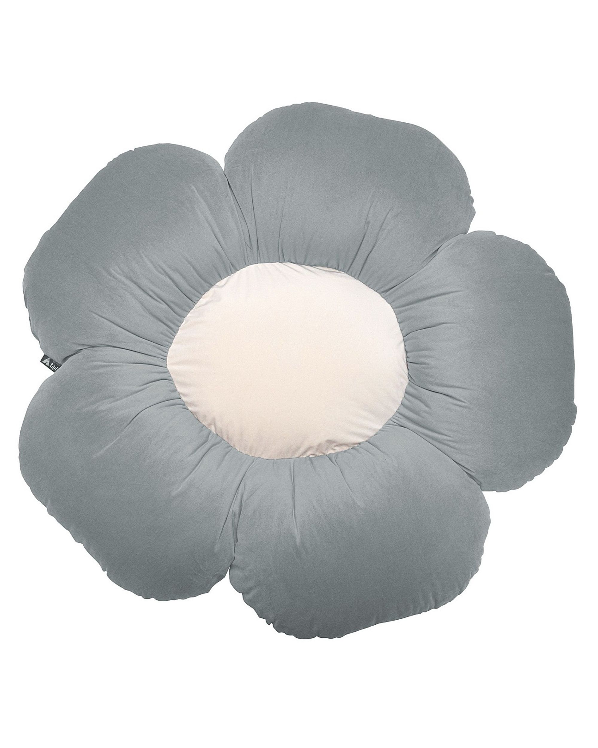 Flower pillow Mia  II colour grey fabric gloss, velvet (hover)
