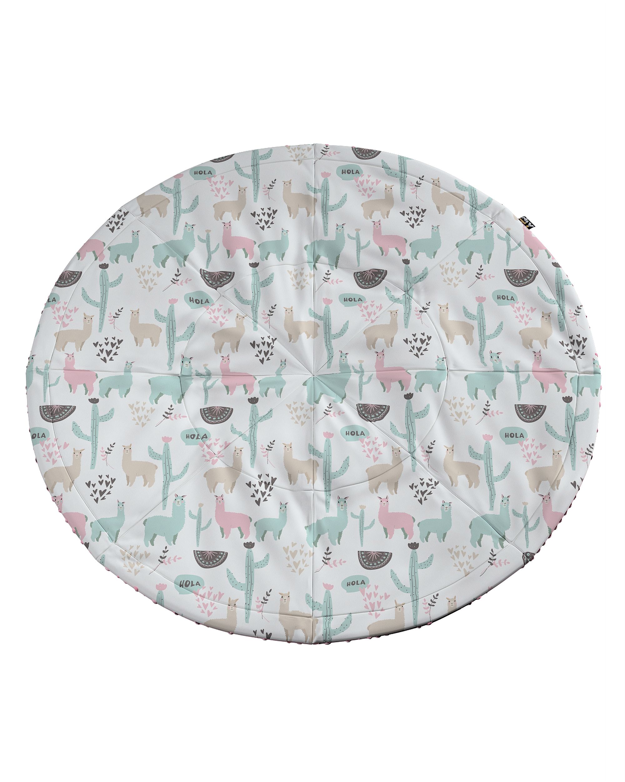 Round mat 130cm colour green fabric patterned