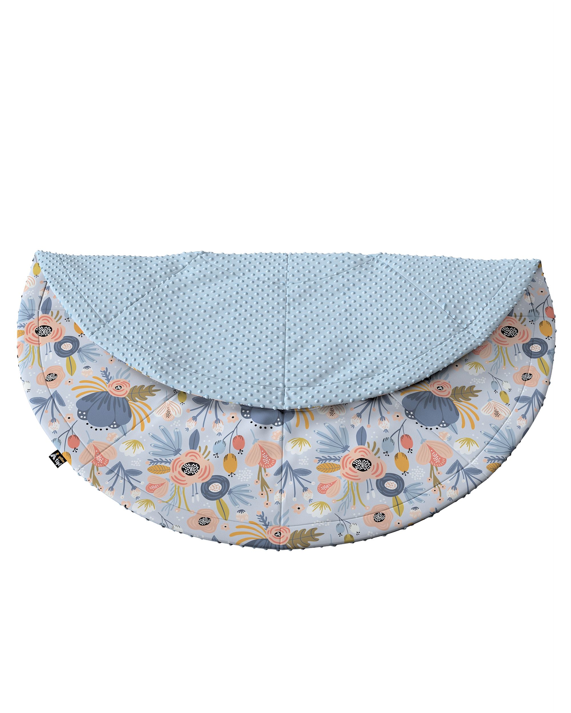 Round mat 130cm colour blue fabric patterned (hover)