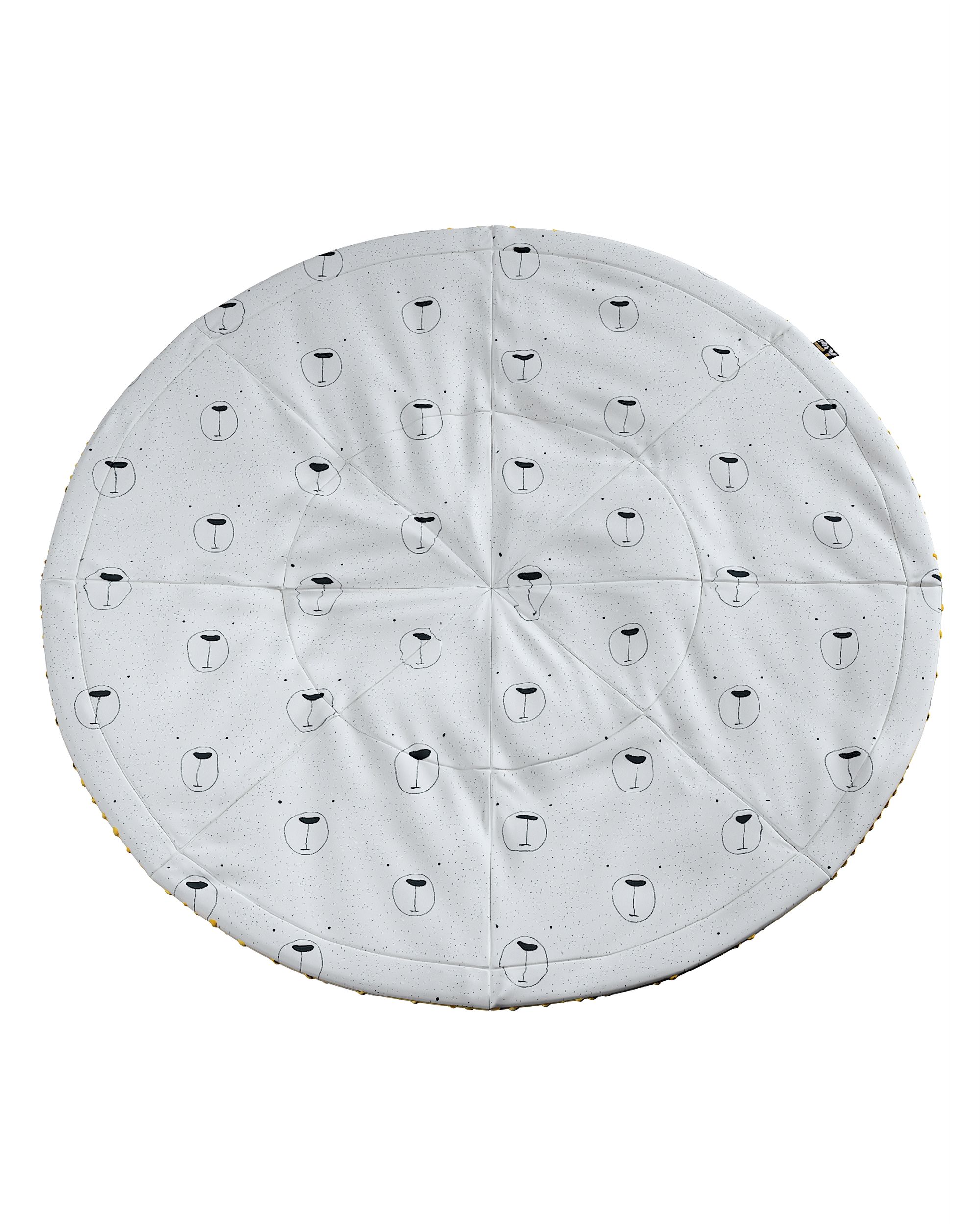 Round mat 130cm colour white fabric patterned