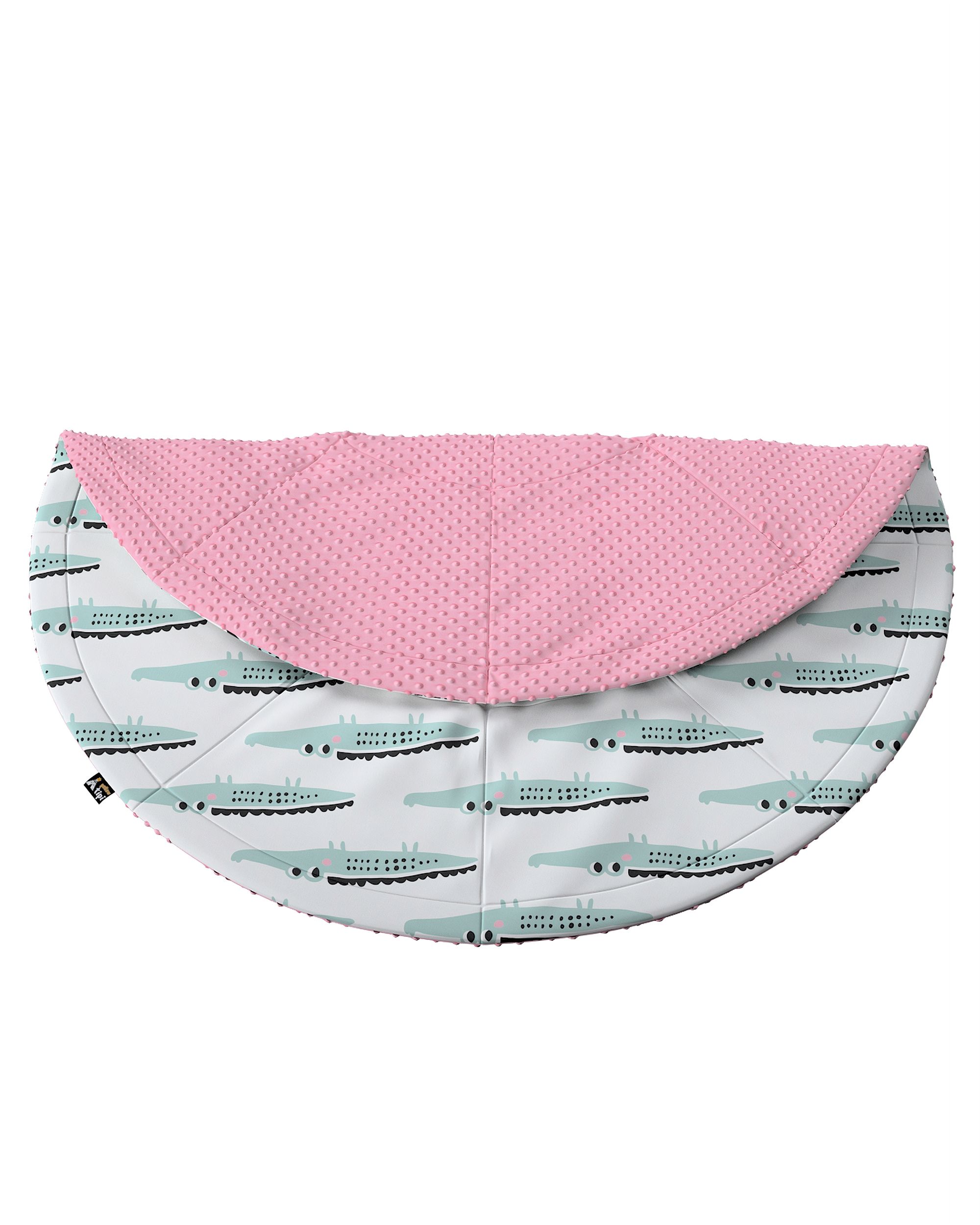 Round mat 130cm colour green fabric patterned (hover)