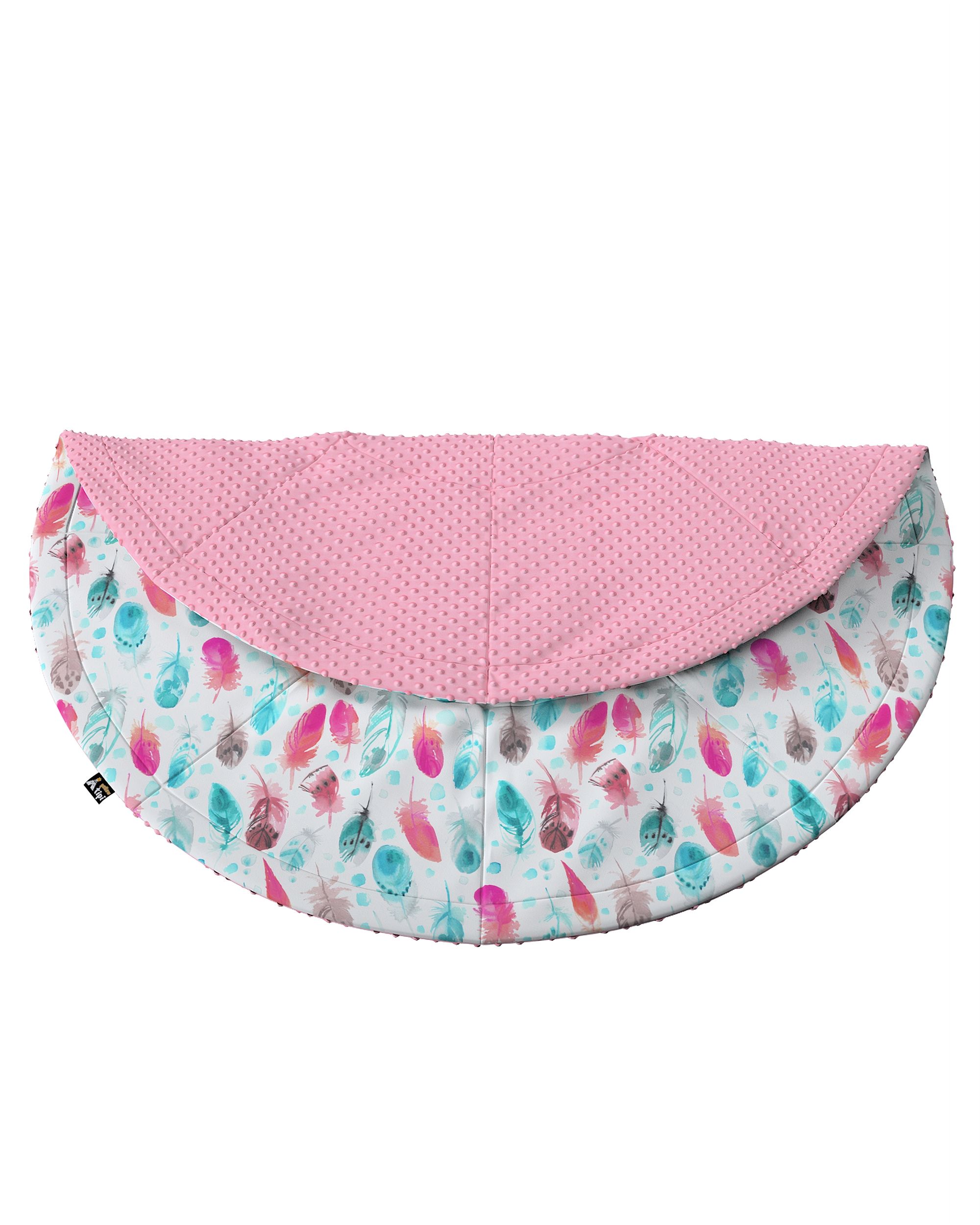 Round mat 130cm colour blue fabric patterned (hover)