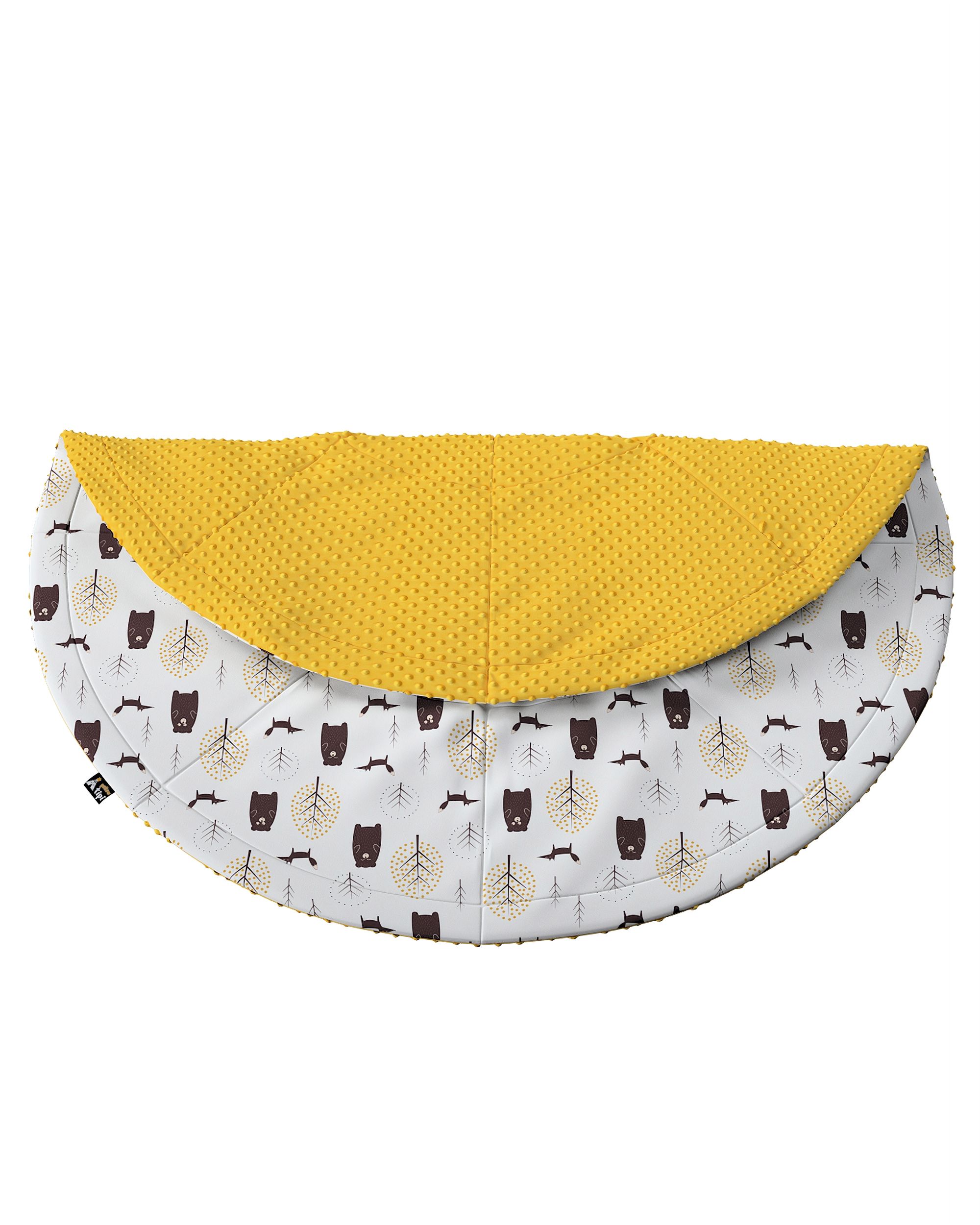 Round mat 130cm colour brown fabric patterned (hover)