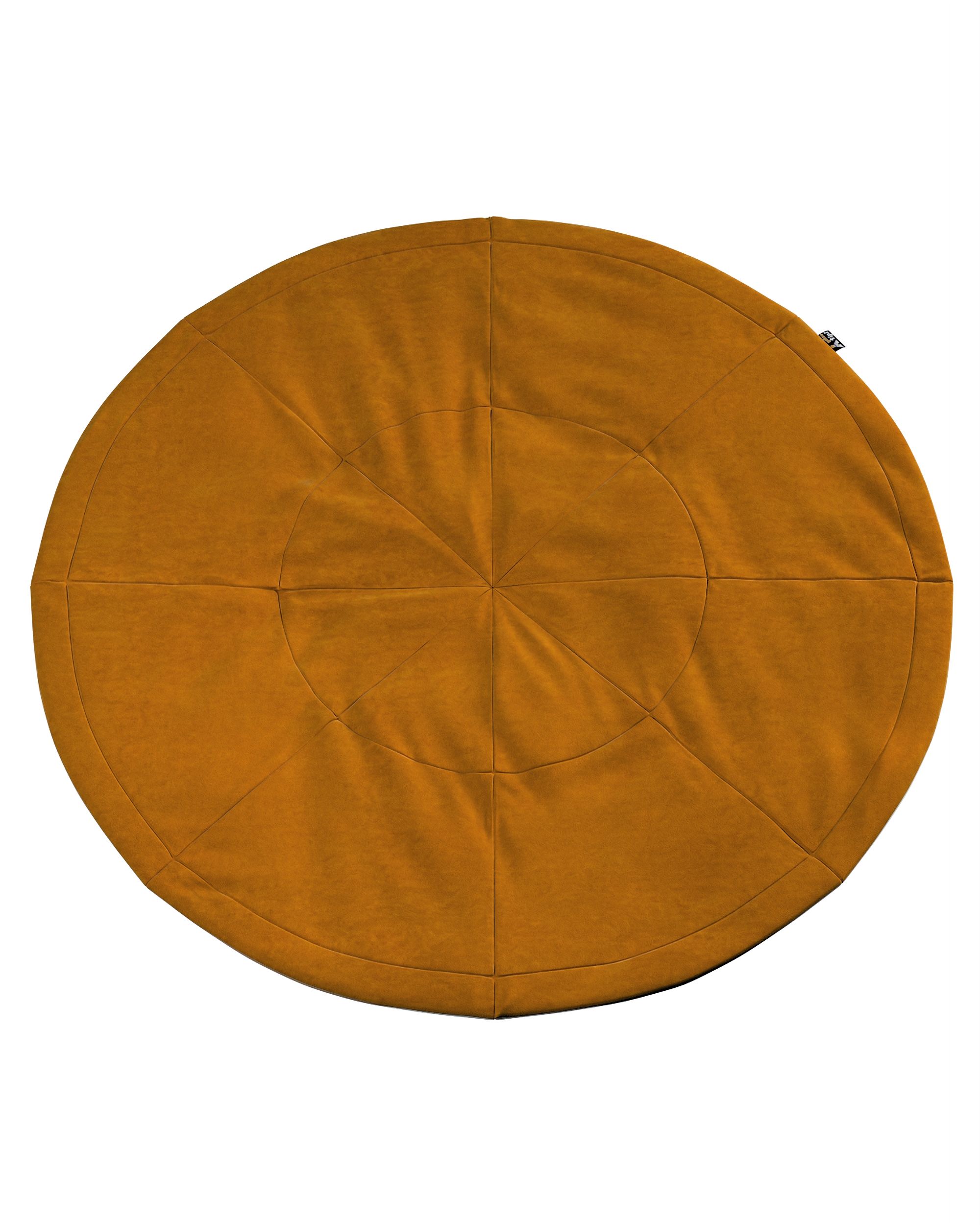 Round mat 130cm colour yellow fabric gloss, velvet