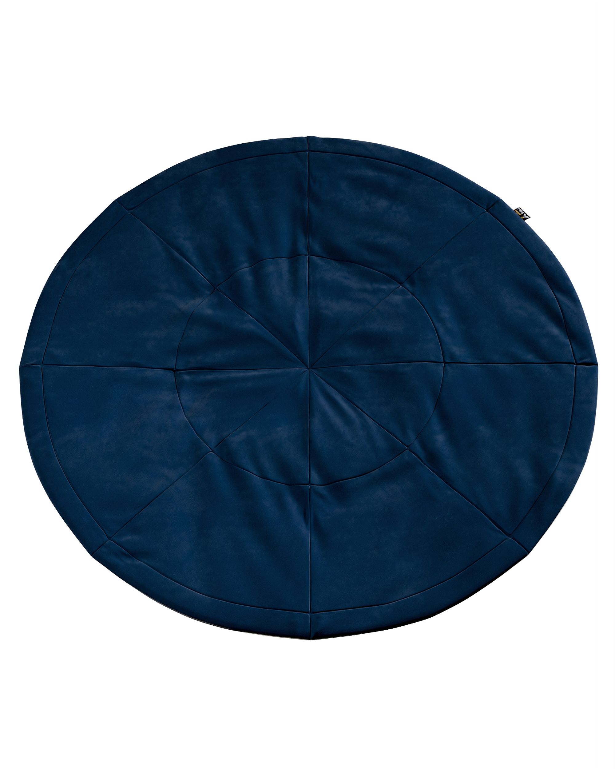 Round mat 130cm colour navy blue fabric gloss, velvet