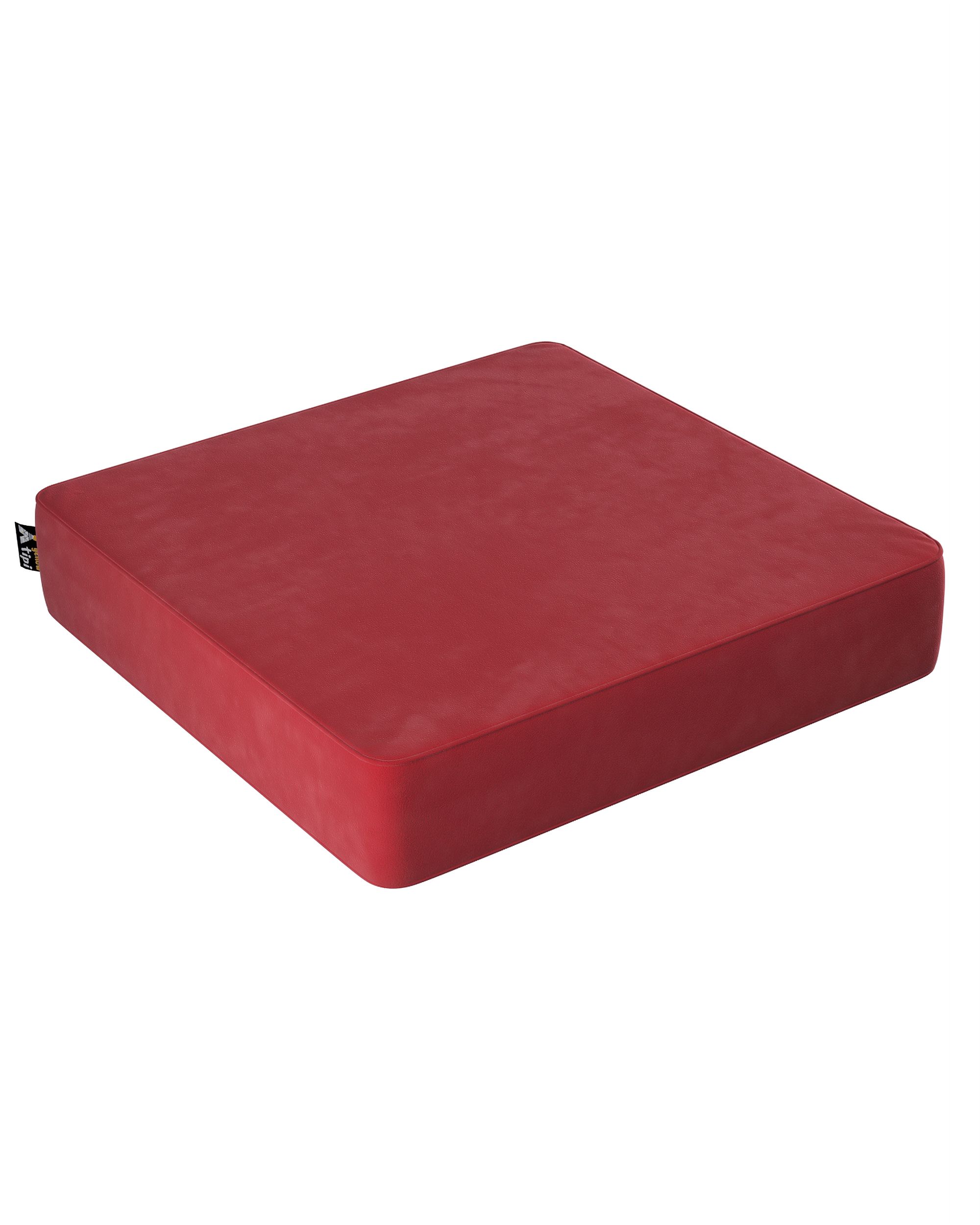Square pouf colour red fabric gloss, velvet
