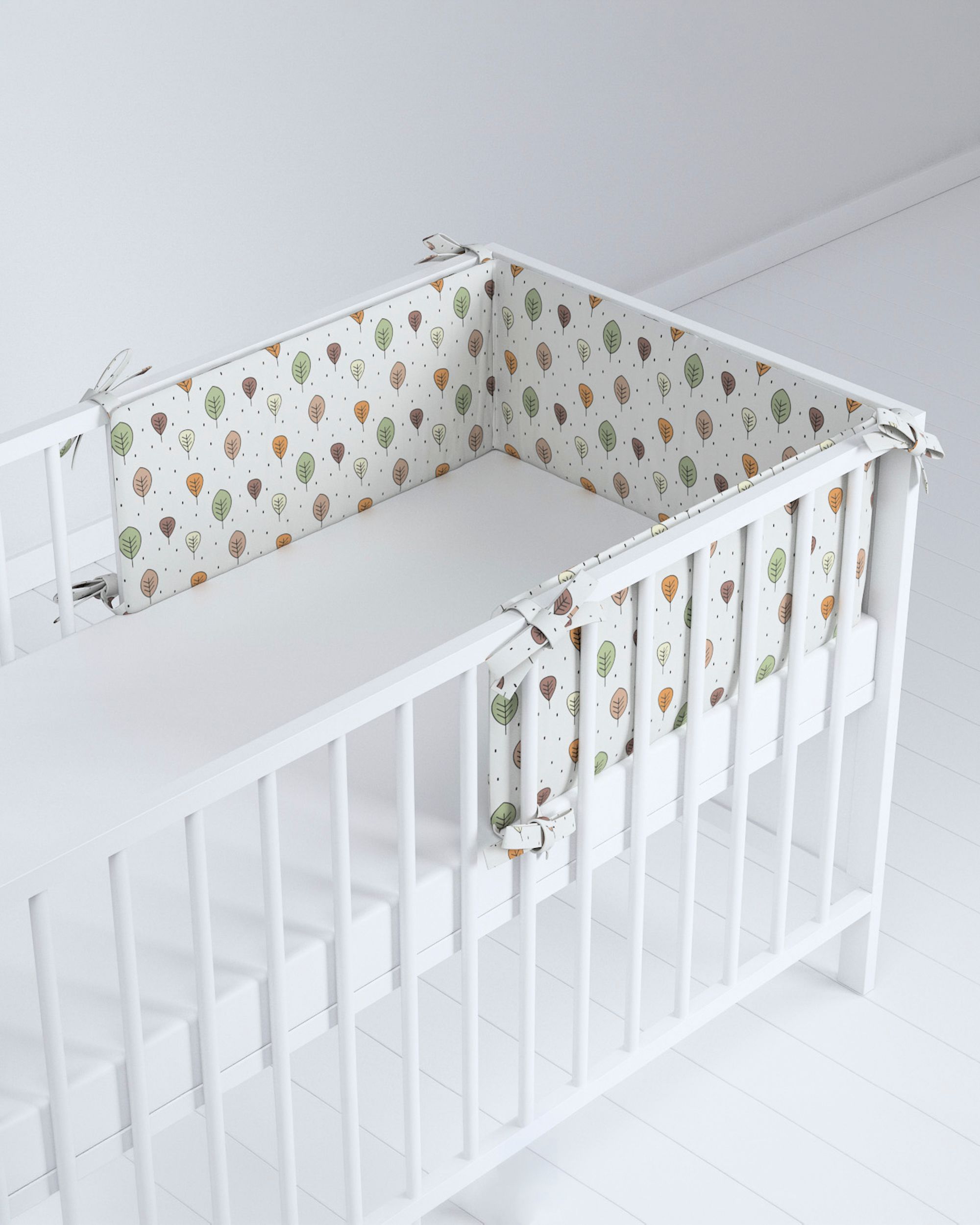 Crib bumper colour brown fabric patterned (hover)