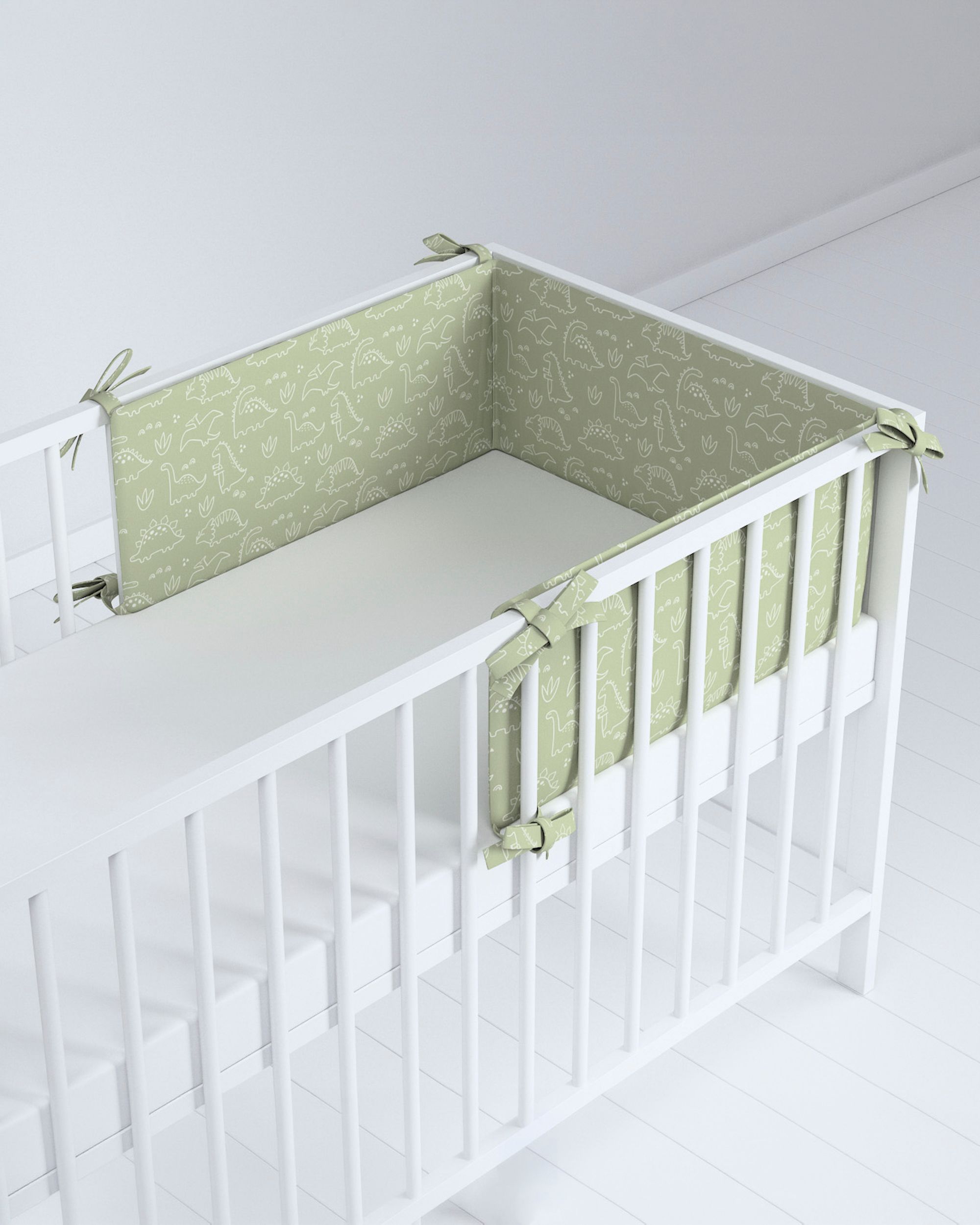Crib bumper colour green fabric patterned (hover)
