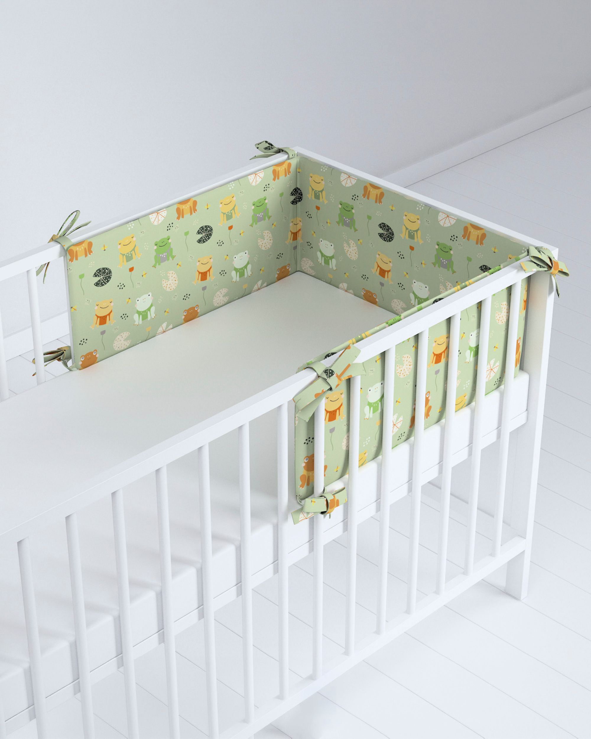 Crib bumper colour green fabric patterned (hover)