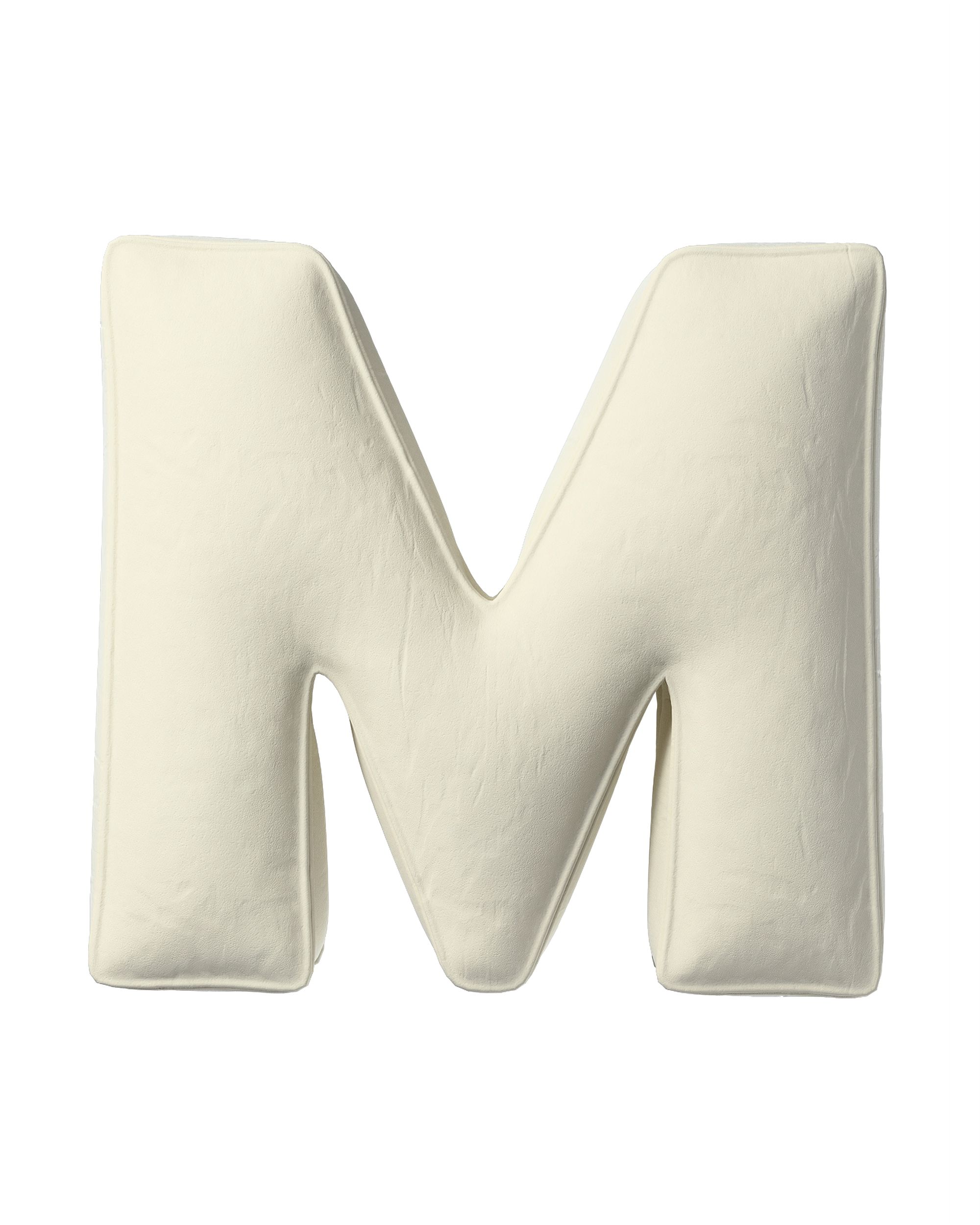 Letter pillow M colour cream fabric gloss, velvet