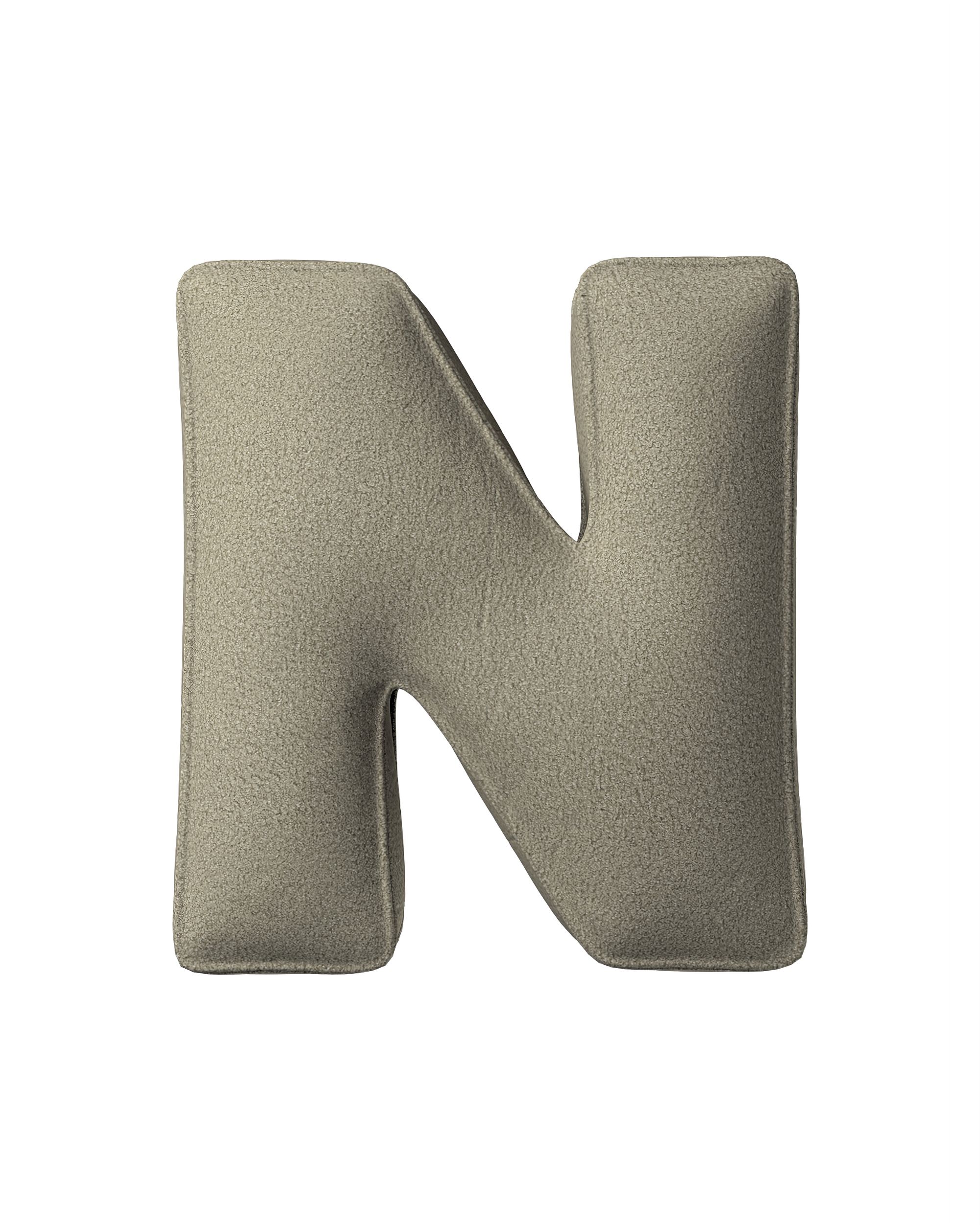 Letter pillow N colour beige fabric structured