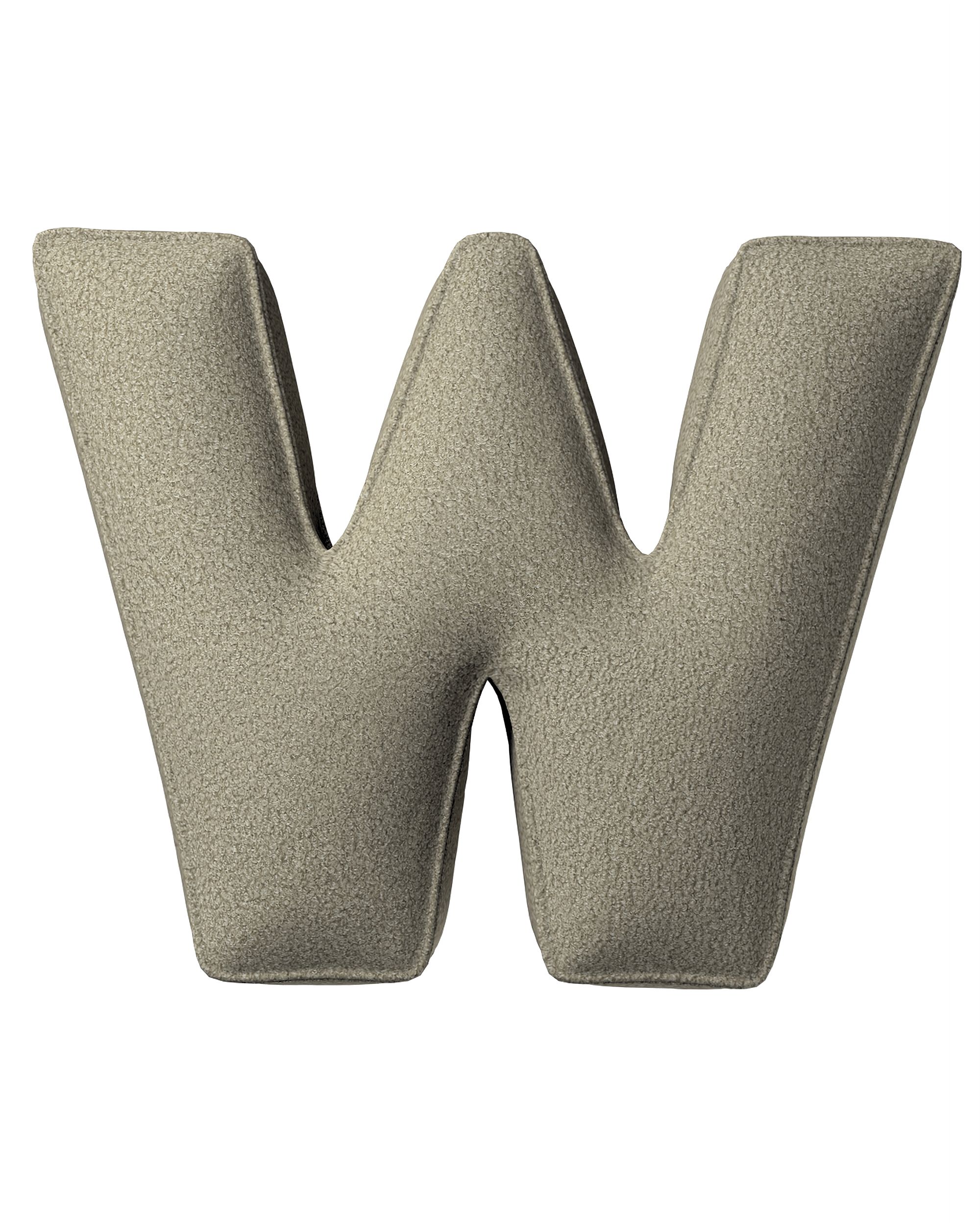 Letter pillow W colour beige fabric structured