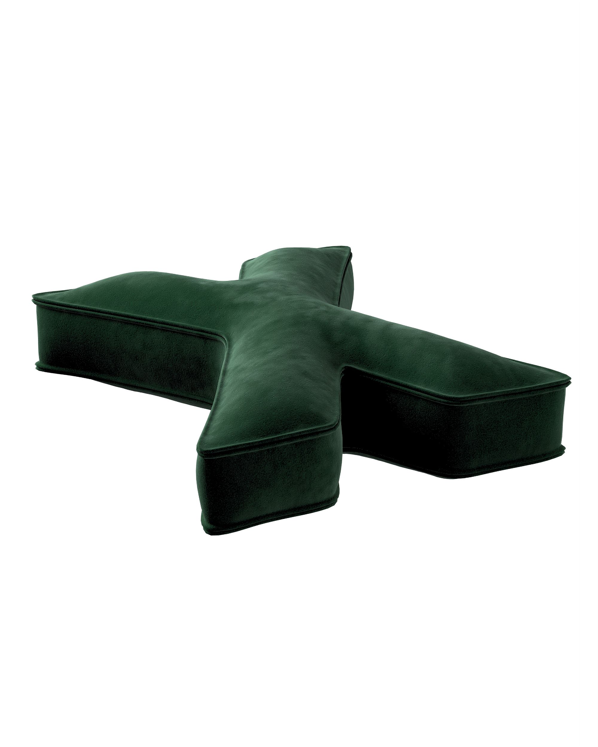 Letter pillow X colour green fabric gloss, velvet (hover)