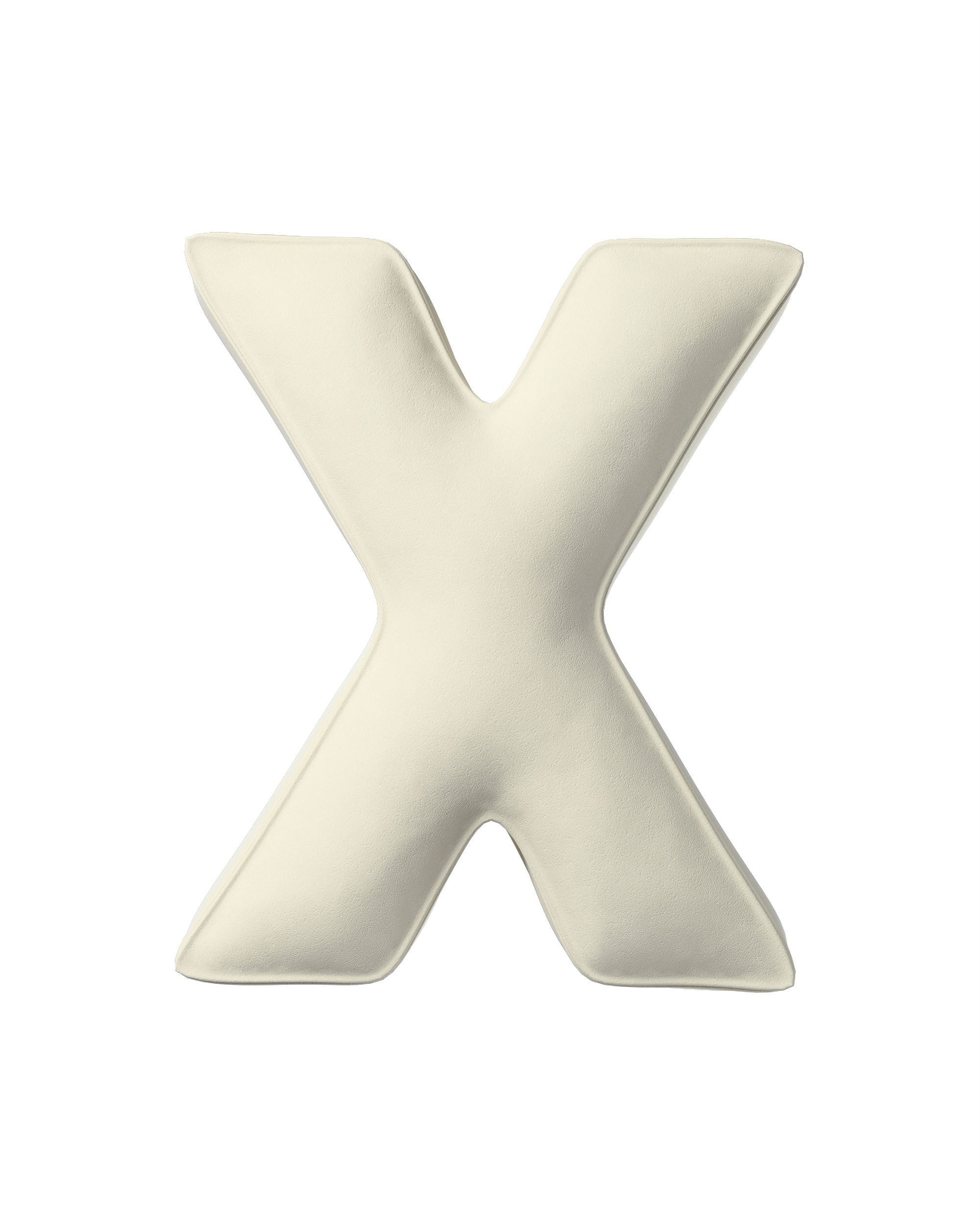 Letter pillow X colour cream fabric gloss, velvet