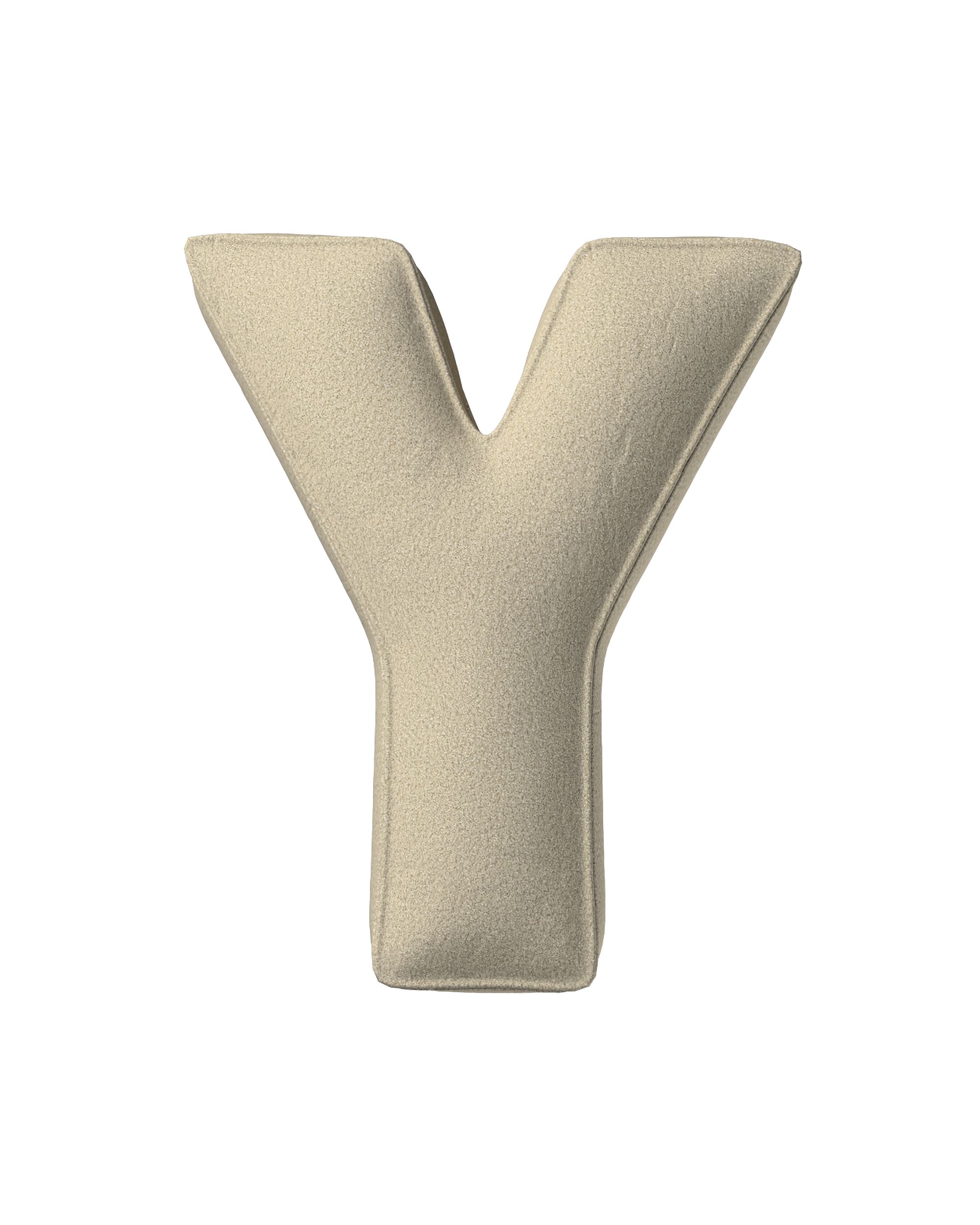 Letter pillow Y colour beige fabric structured