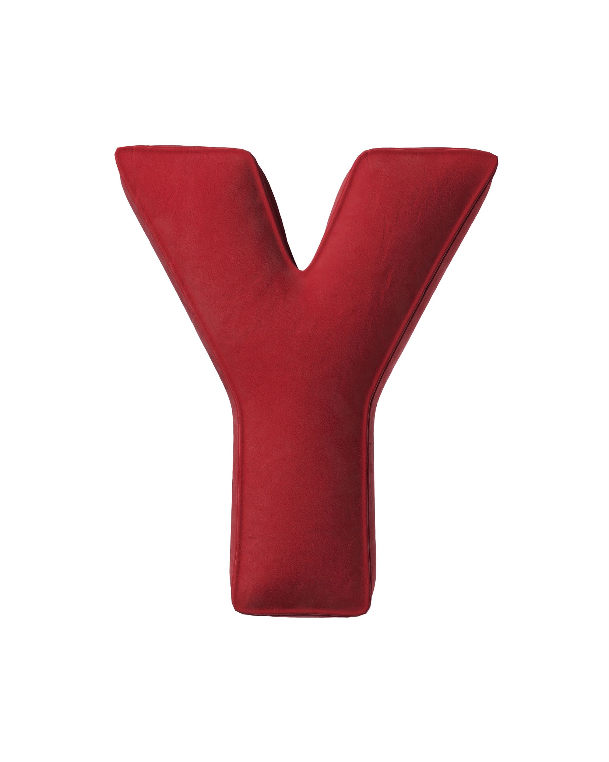 Letter pillow Y colour red fabric gloss, velvet
