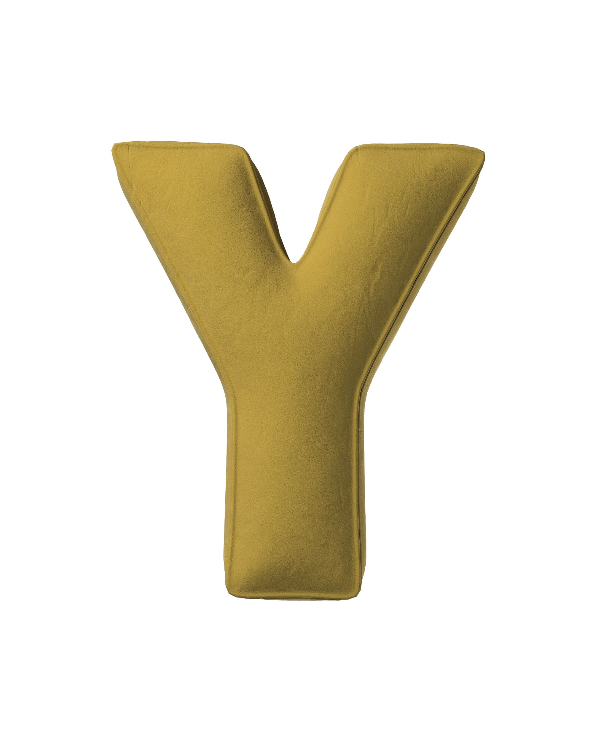 Letter pillow Y colour green fabric gloss, velvet