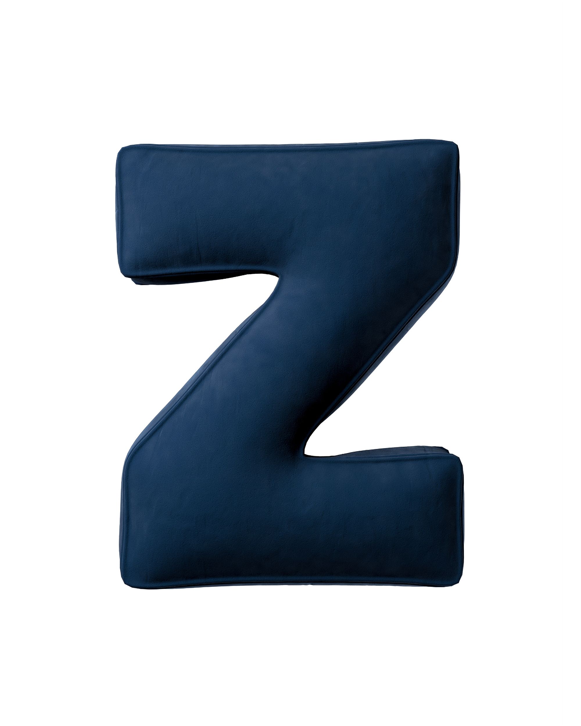 Letter pillow Z colour navy blue fabric gloss, velvet
