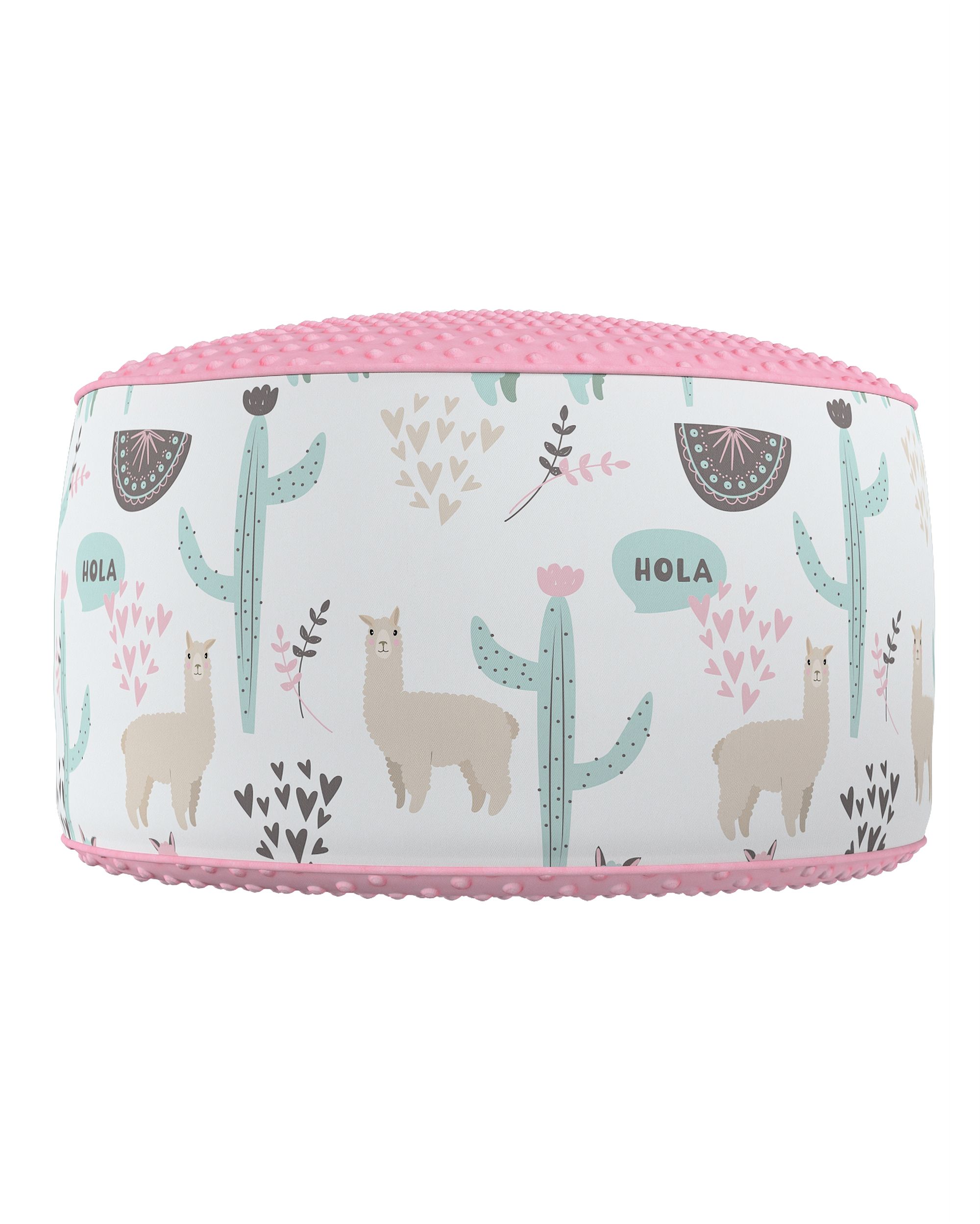 Two-coloured Coli pouf with Minky colour green fabric patterned (hover)