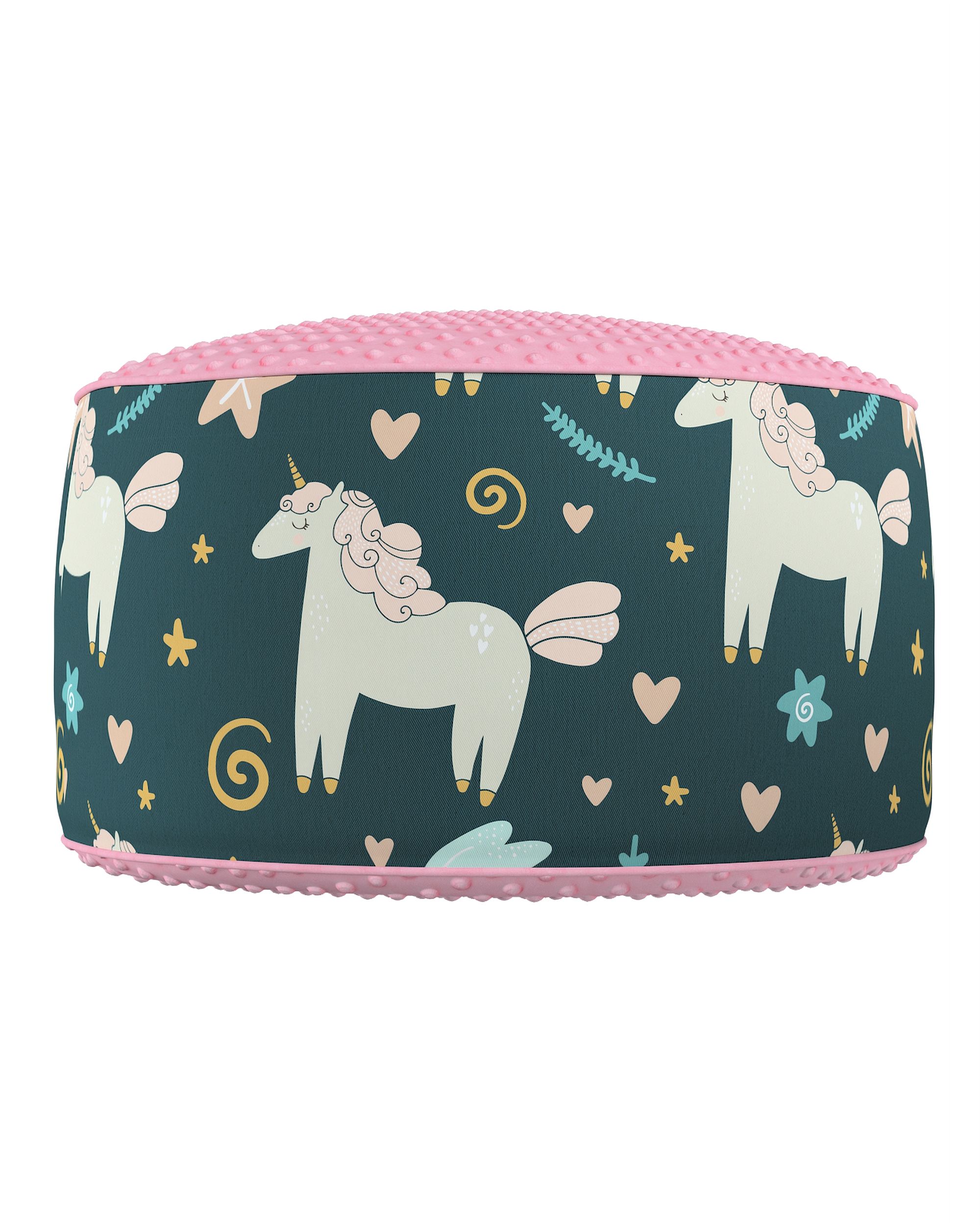 Two-coloured Coli pouf with Minky colour brown fabric patterned (hover)