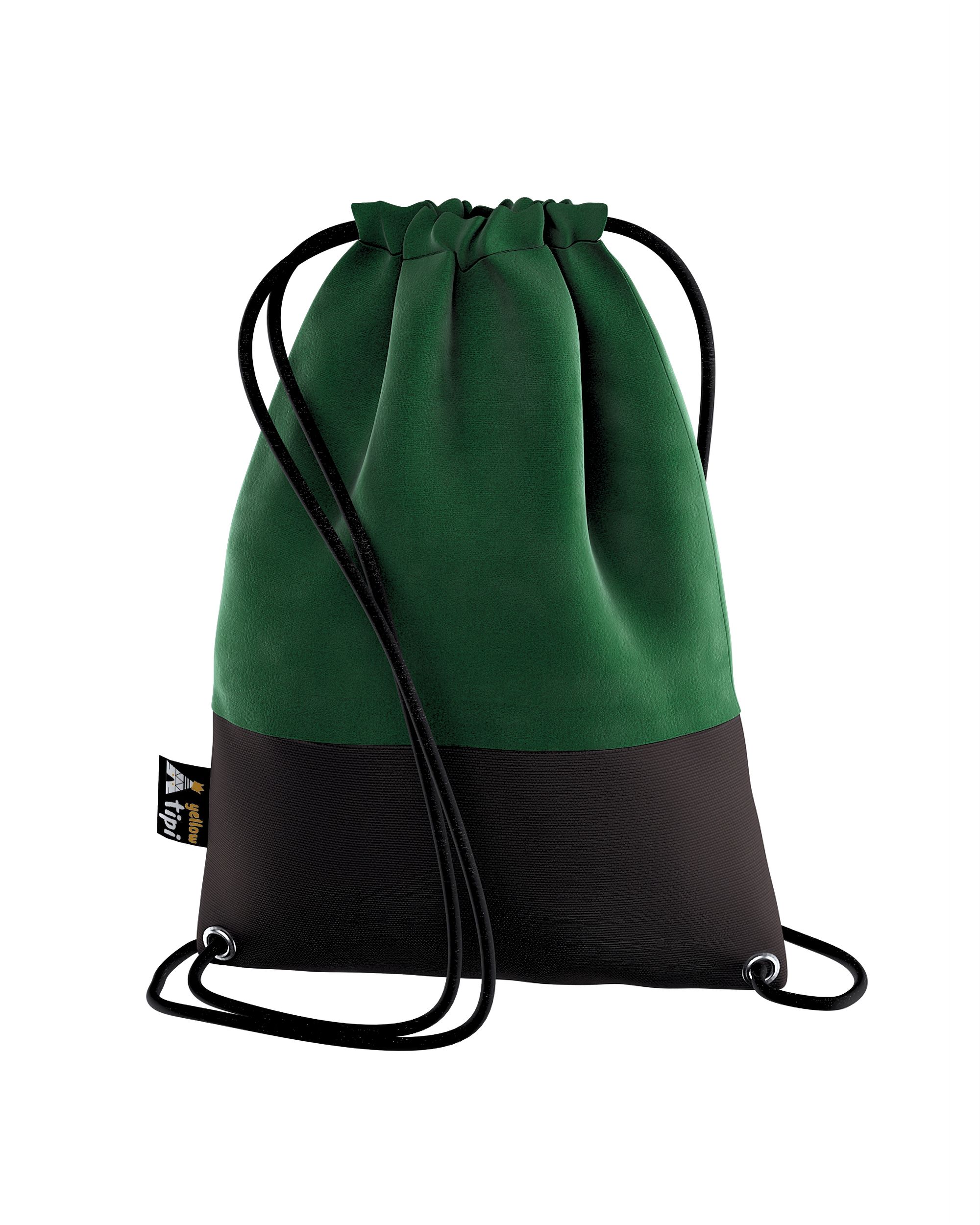 Kiddy Velvet string backpack colour green fabric gloss, velvet