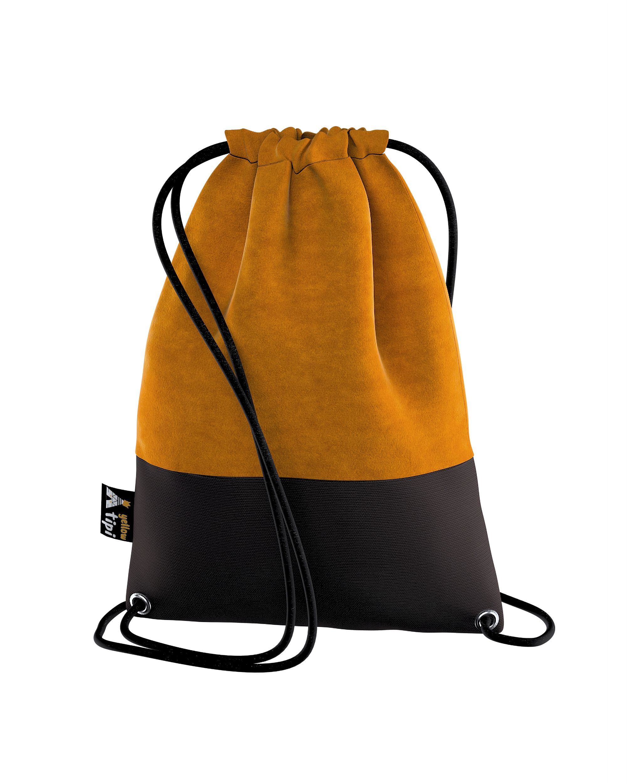 Kiddy Velvet string backpack colour yellow fabric gloss, velvet