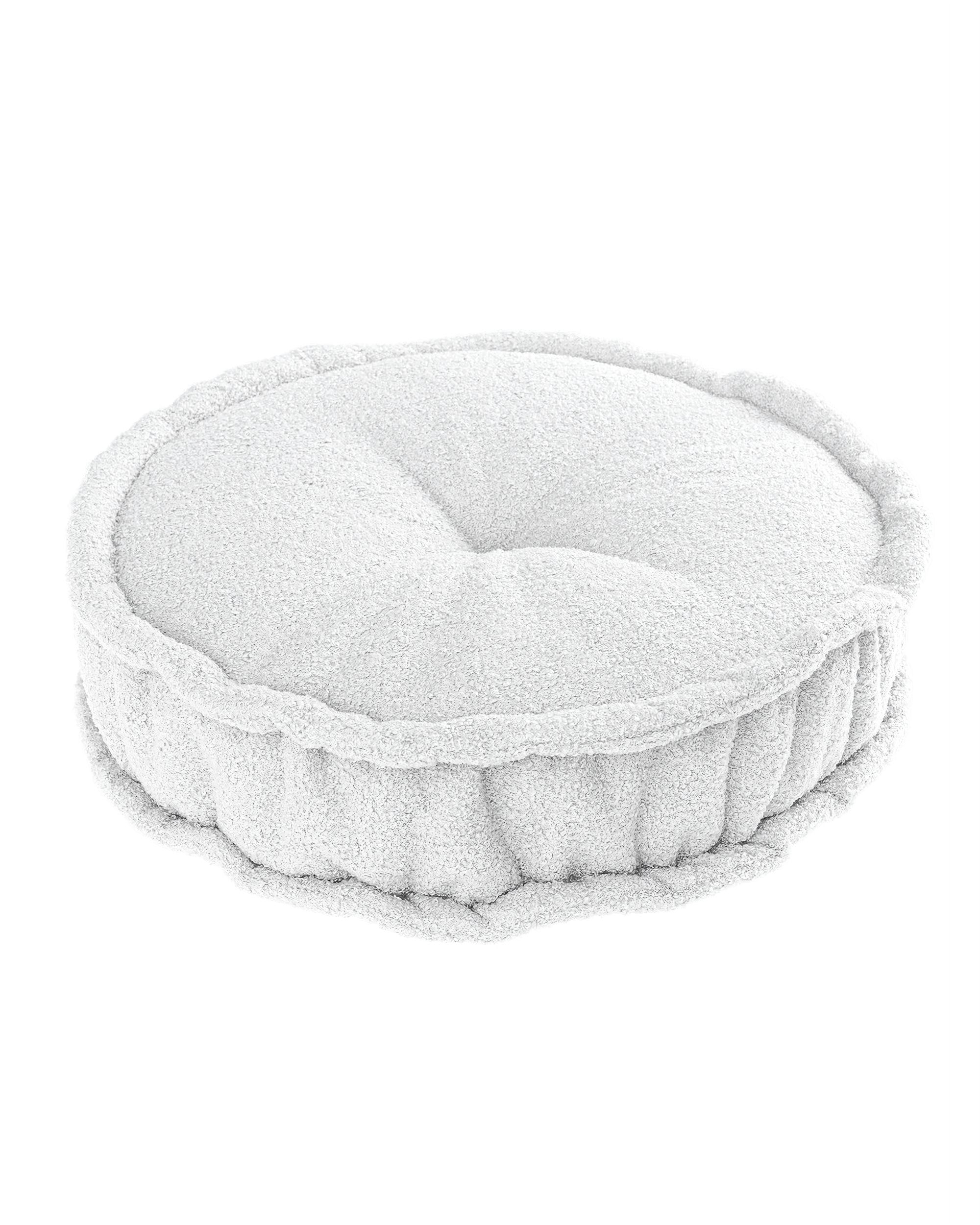French pouf colour white fabric structured