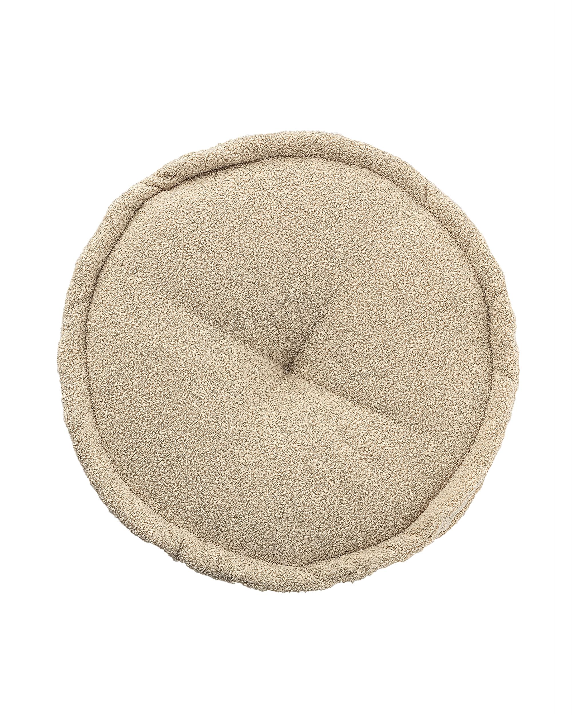 French pouf colour beige fabric structured (hover)