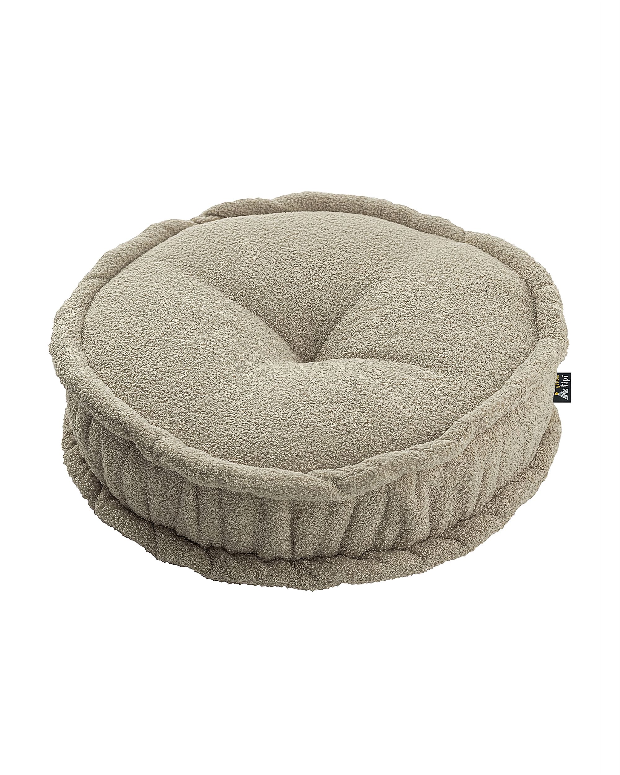 French pouf colour beige fabric structured