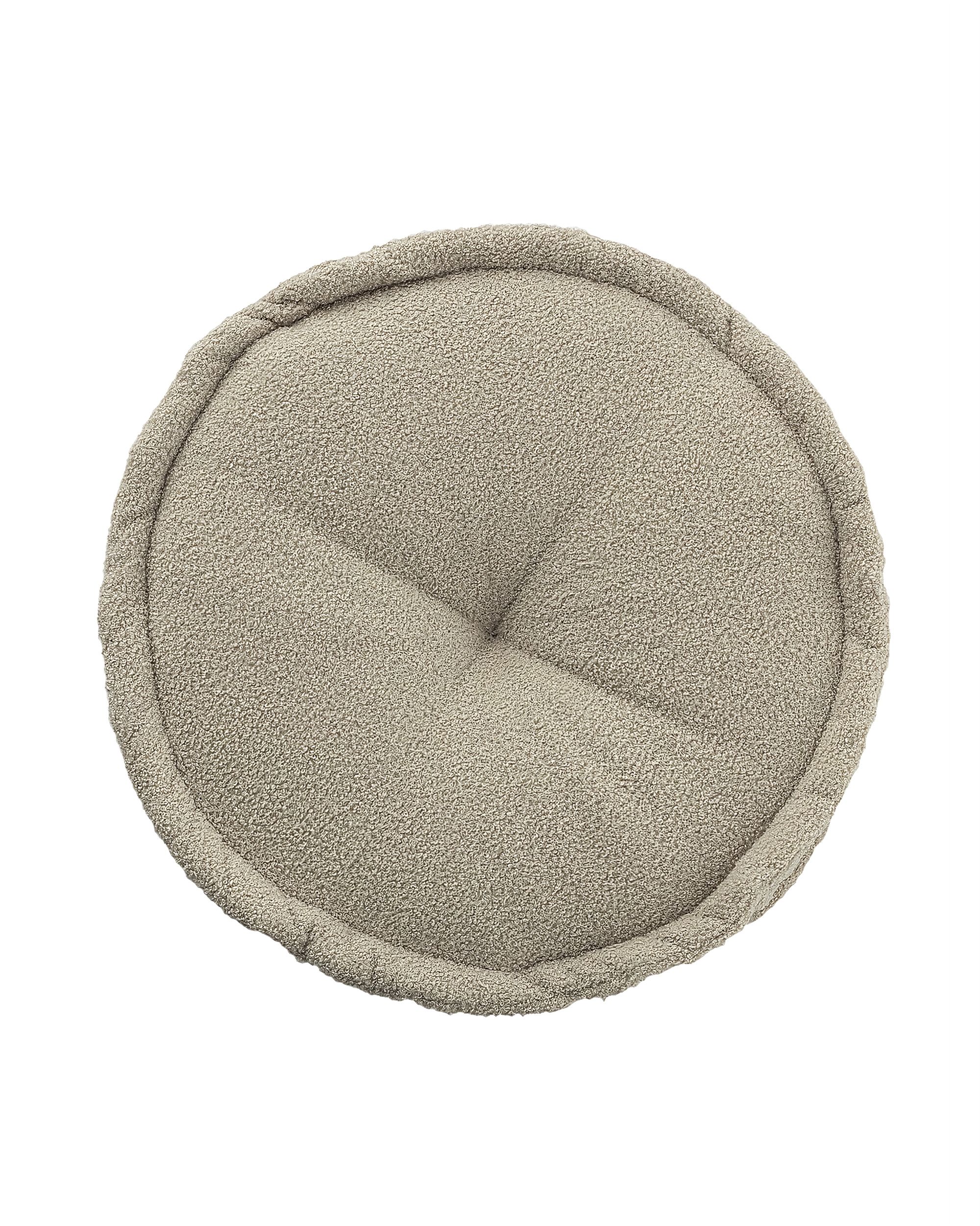 French pouf colour beige fabric structured (hover)